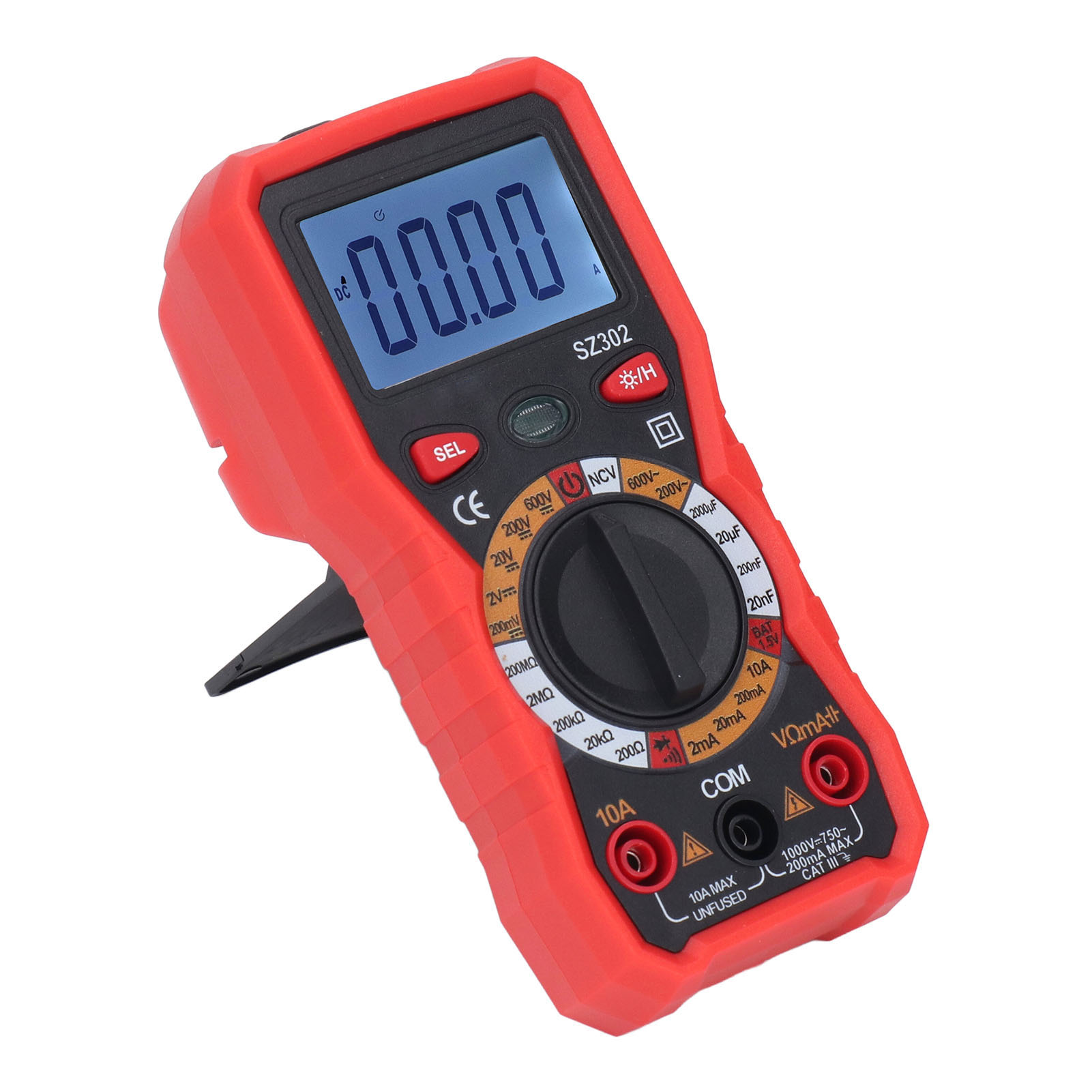 Digitales Multimeter Mit Hintergrundbeleuchtung, Hoher Genauigkeit, Automatischer Led-anzeige, Gleich- Und Wechselspannungsmesser Mit Taschenlampe (rot)