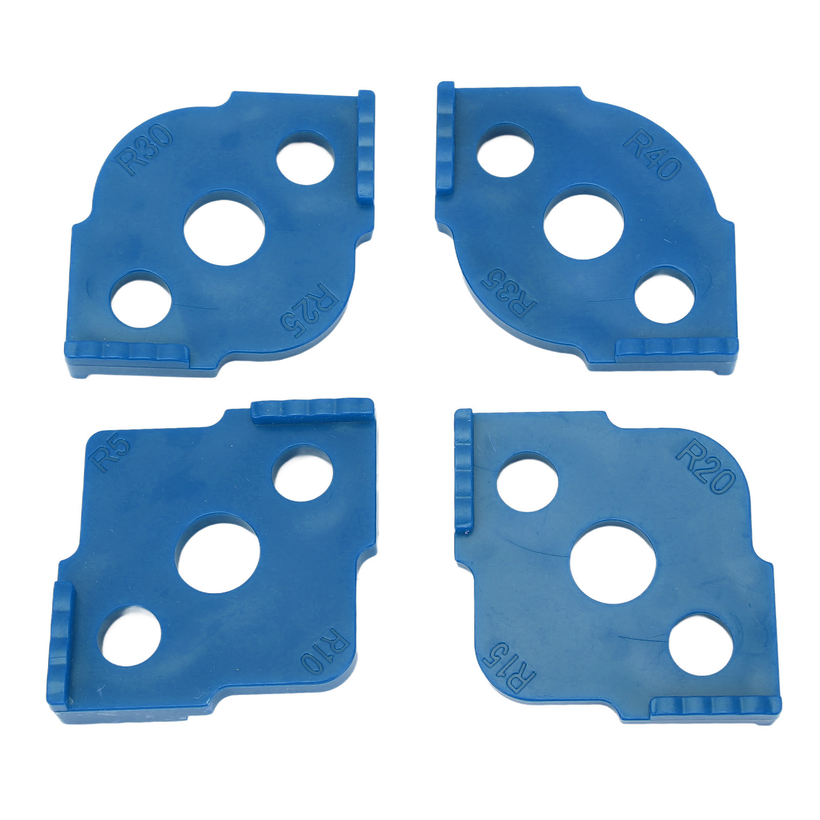 4-teiliges Set R-eckschablonen, Rundwinkel-radius-frässchablone, Abs-holzbearbeitungs-eckpositionierer, Blau