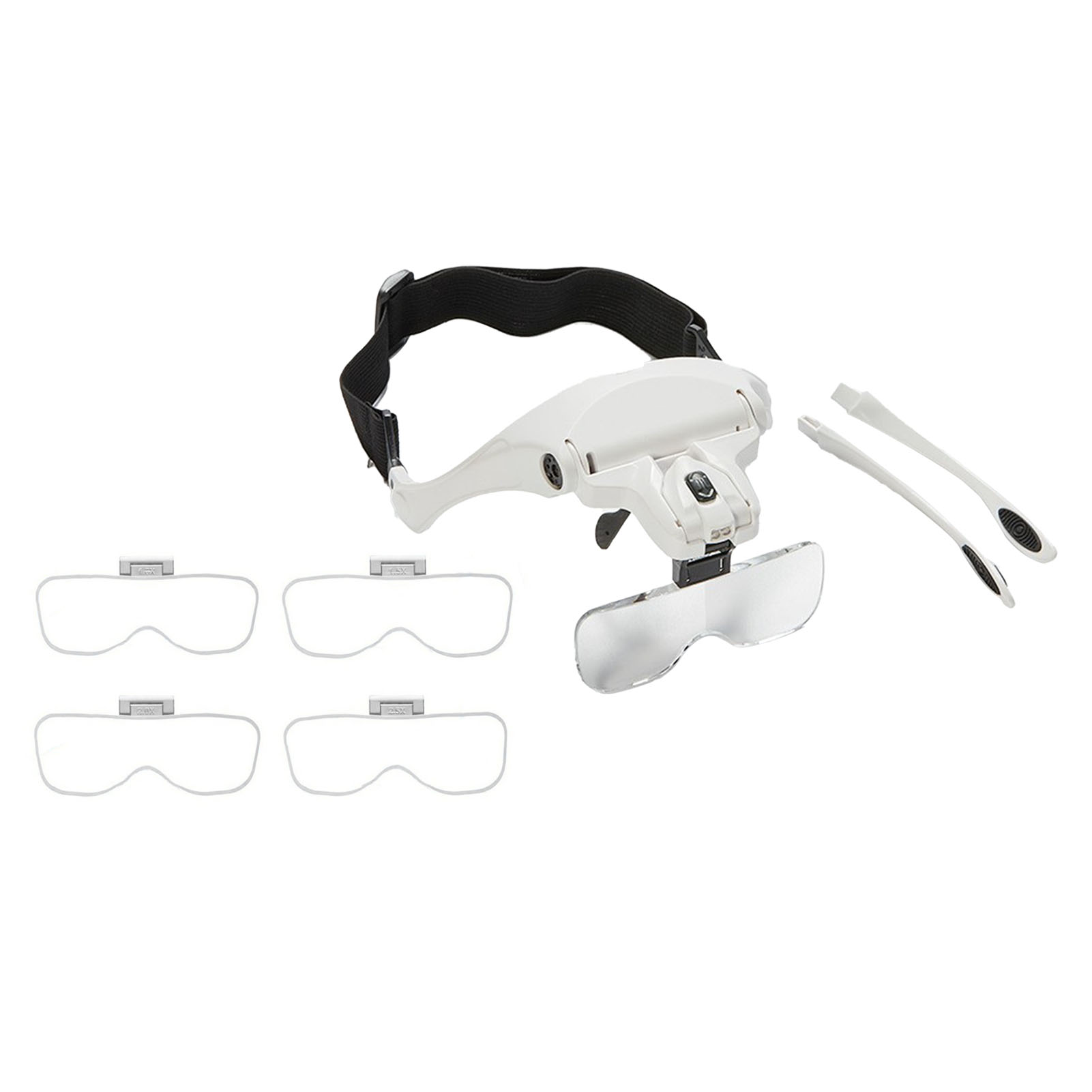 Kopfbandlupe Mit 5 Linsen, Doppelter Led-beleuchtung, Kopfhalterung, Vergrößerungsglas Für Reparaturen Und Bastelarbeiten