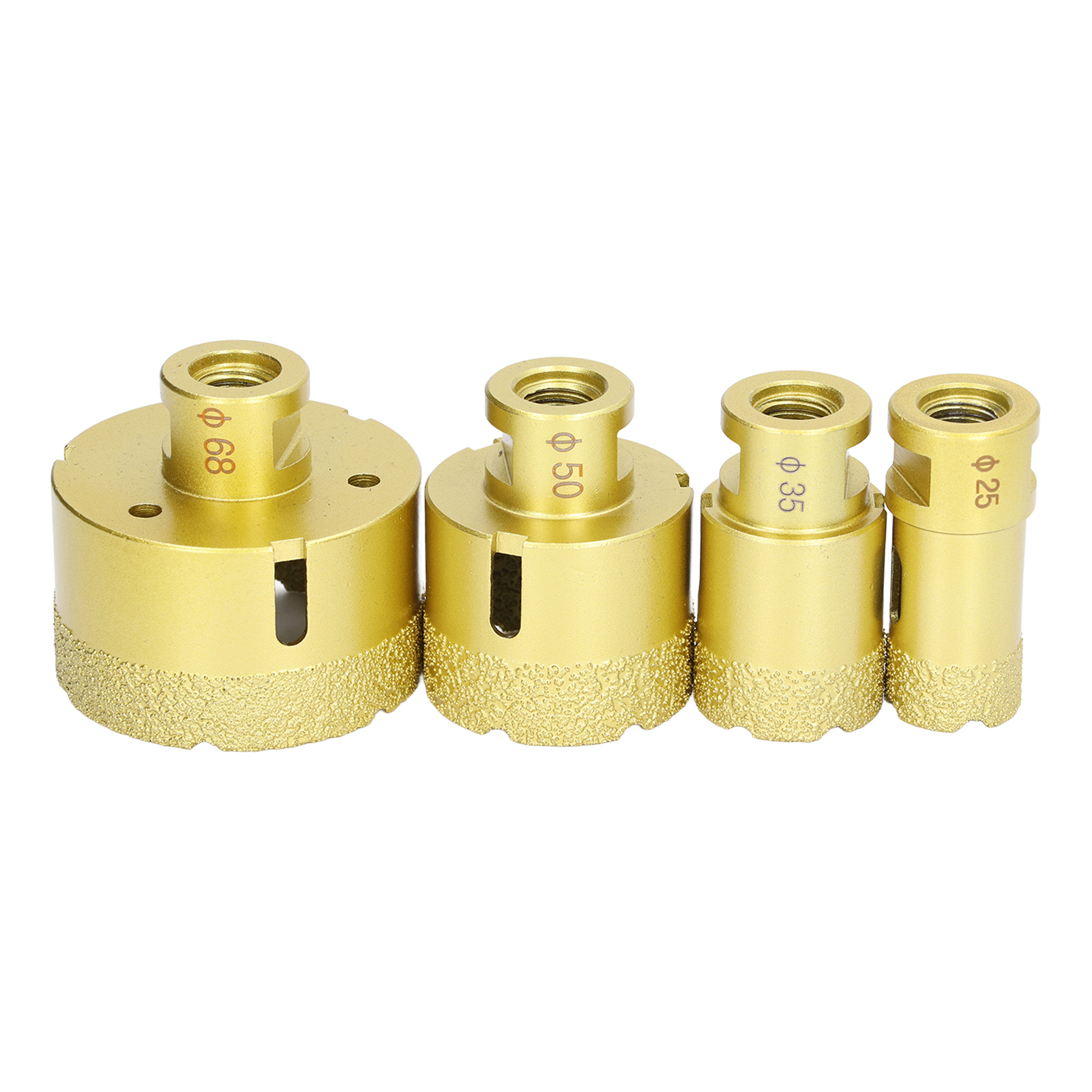 Diamant-lochsägen-set Mit Kernbohrern (25, 35, 50, 68 Mm, M14) Für Glas, Keramik Und Granit