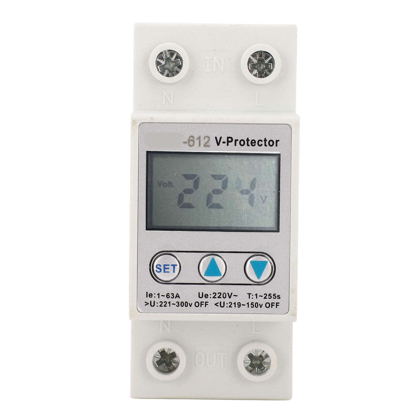 2-poliges Spannungsschutzgerät Mit Lcd-display, Selbstwiederherstellung, Über- Und Unterspannungsschutz, Automatischer Rückstellschalter, Ac 220 V, 63 A