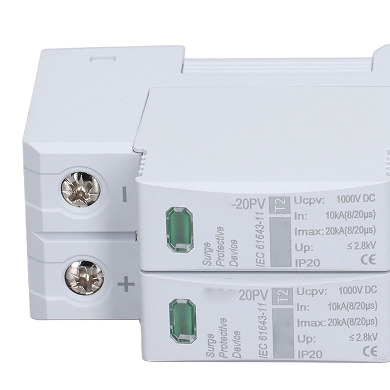 Dc-solar-pv-überspannungsschutz 2-polig 10 Bis 20 Ka 35-mm-din-schienenmontage 1000 V Dc