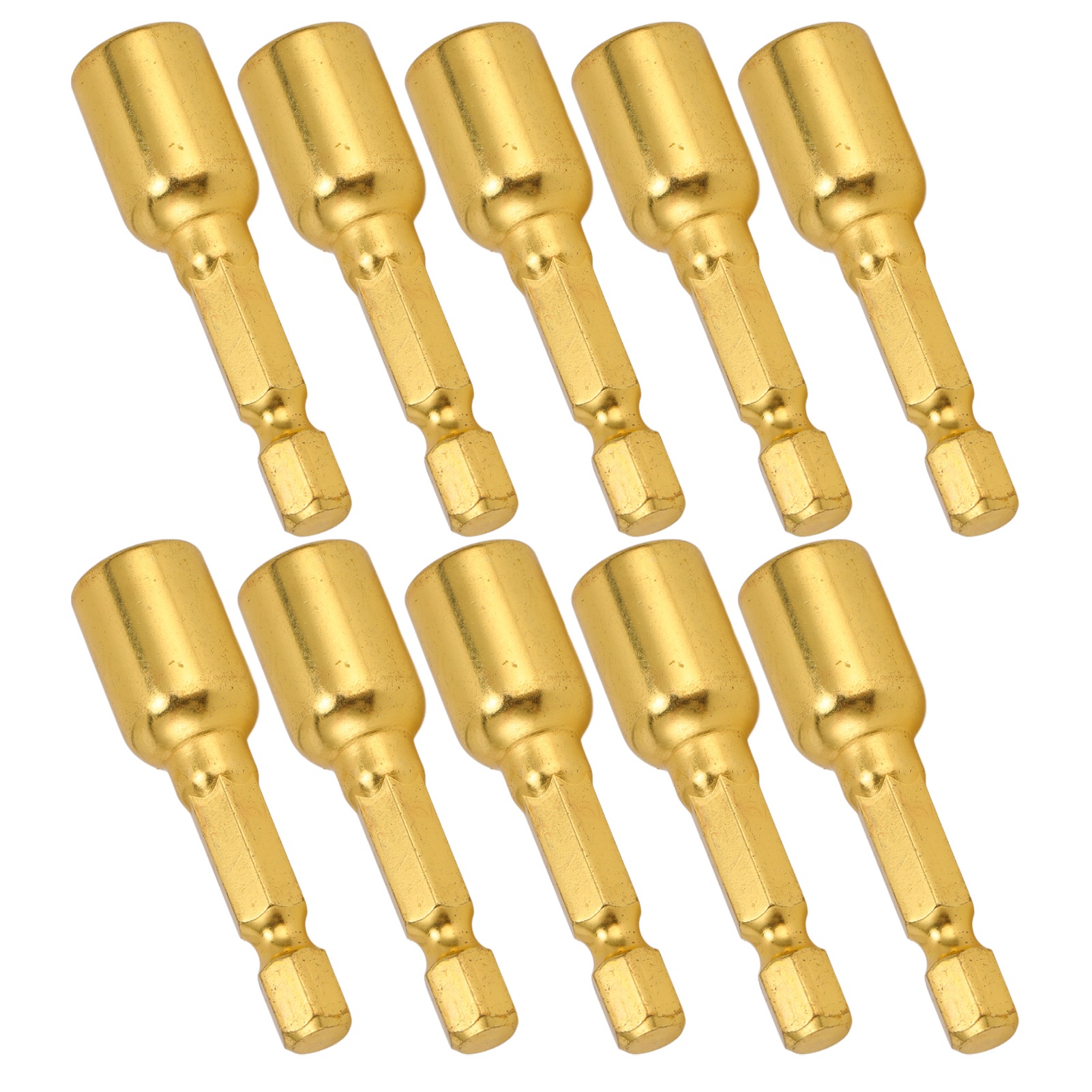 10-teiliges Magnetisches Sechskant-steckschlüssel-bit-set Mit M8x48mm 1/4"-schaft, Goldfarben