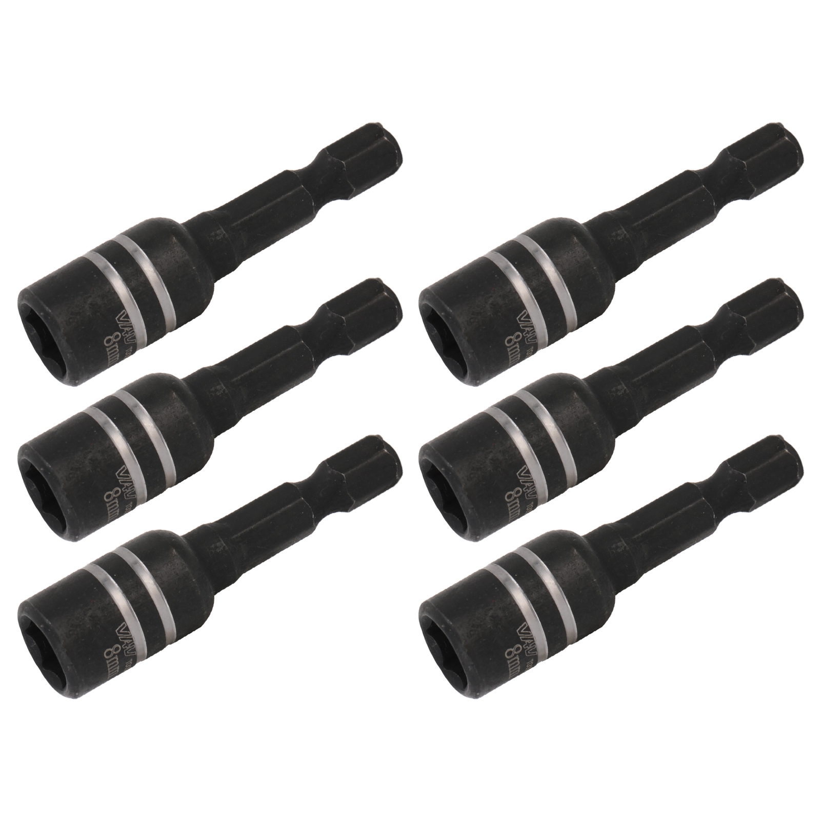 10-teiliges Magnetisches Sechskant-steckschlüssel-bit-set Mit M8x48mm 1/4"-schaft, Schwarz