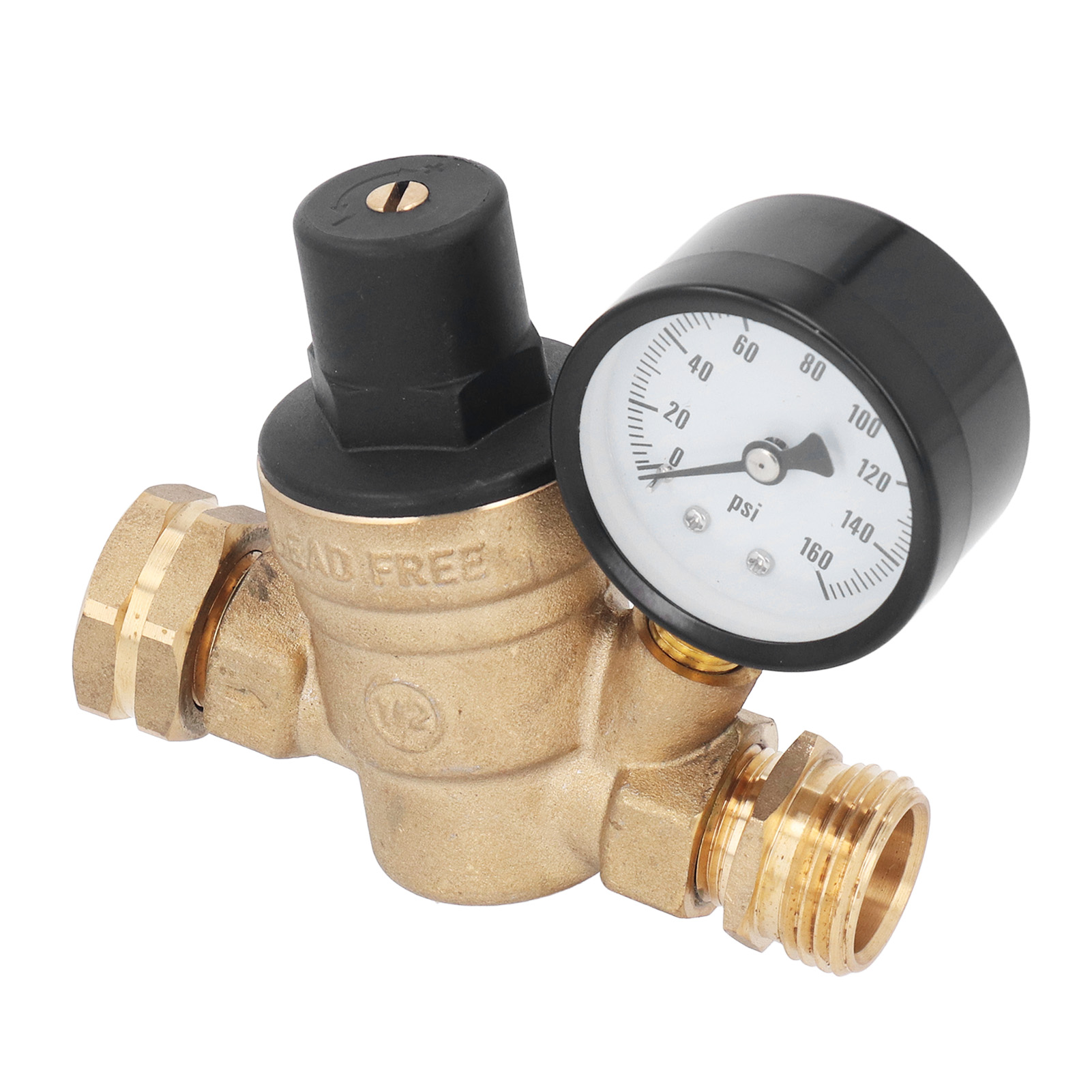 Wasserdruckreglerventil Aus Messing, Einstellbar Bis 160 Psi, Mit Manometer Und Einlasssiebfilter Für Wohnmobile