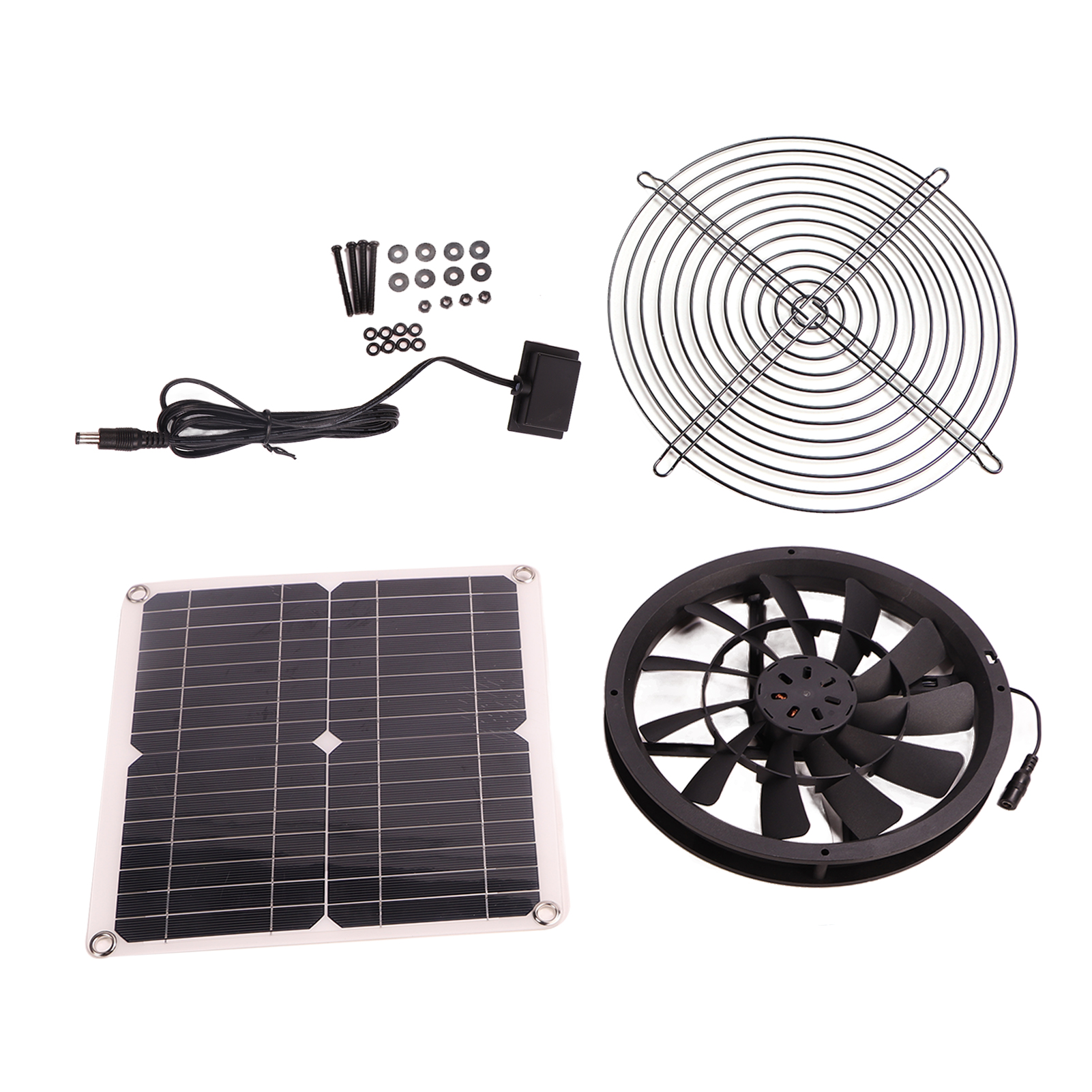18v 12w Solar-abluftventilator-set, Wasserdicht, Bürstenlos, Rund, Mit Solarpanel, Für Werkstatt, Haustierhaus