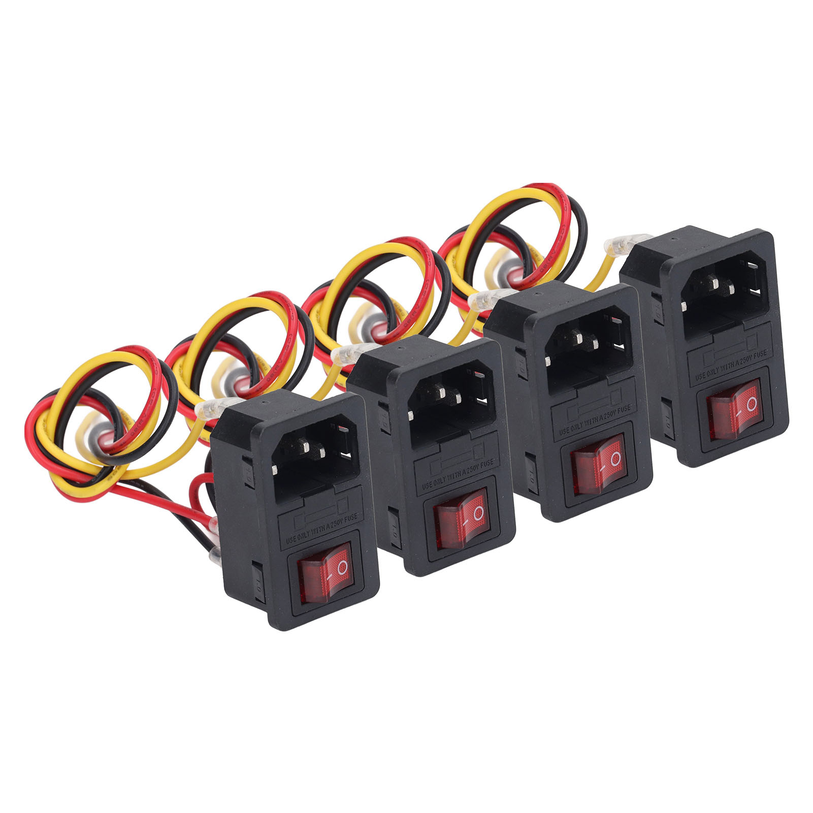 4 Stück 3d-drucker-anschlusssicherungsschalter Mit Anzeige, 3-poliger Iec320 C14-eingangs-wippschalter, Ac250v 10a