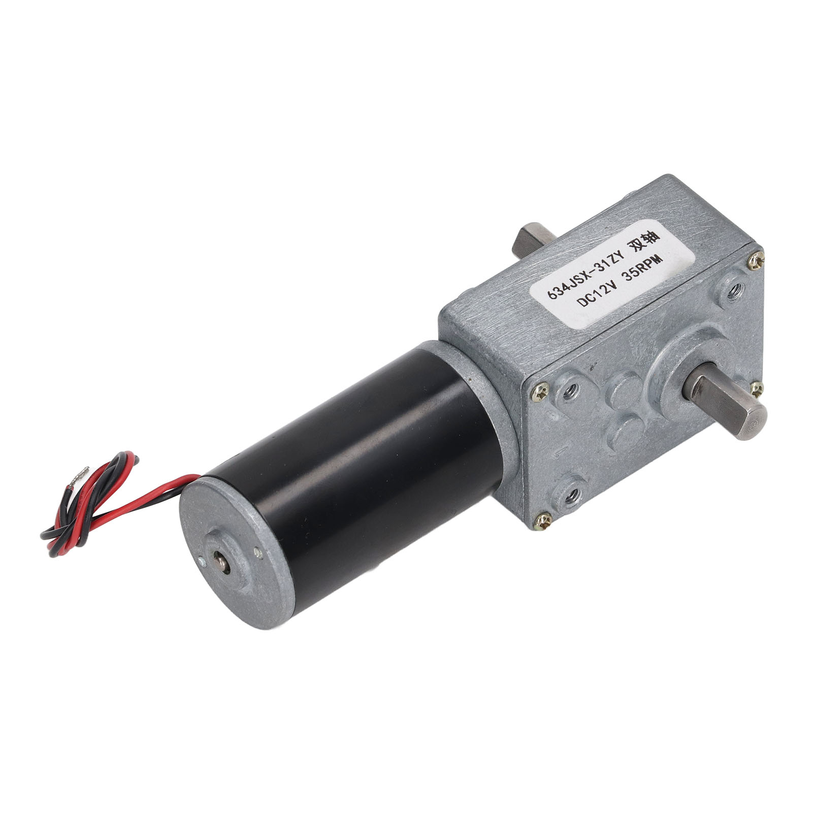 Doppelwellen-gleichstrommotor 12 V, Selbsthemmend, Drehzahlreduzierung, Rechts-/linkslauf, Schneckengetriebemotor, 35 U/min