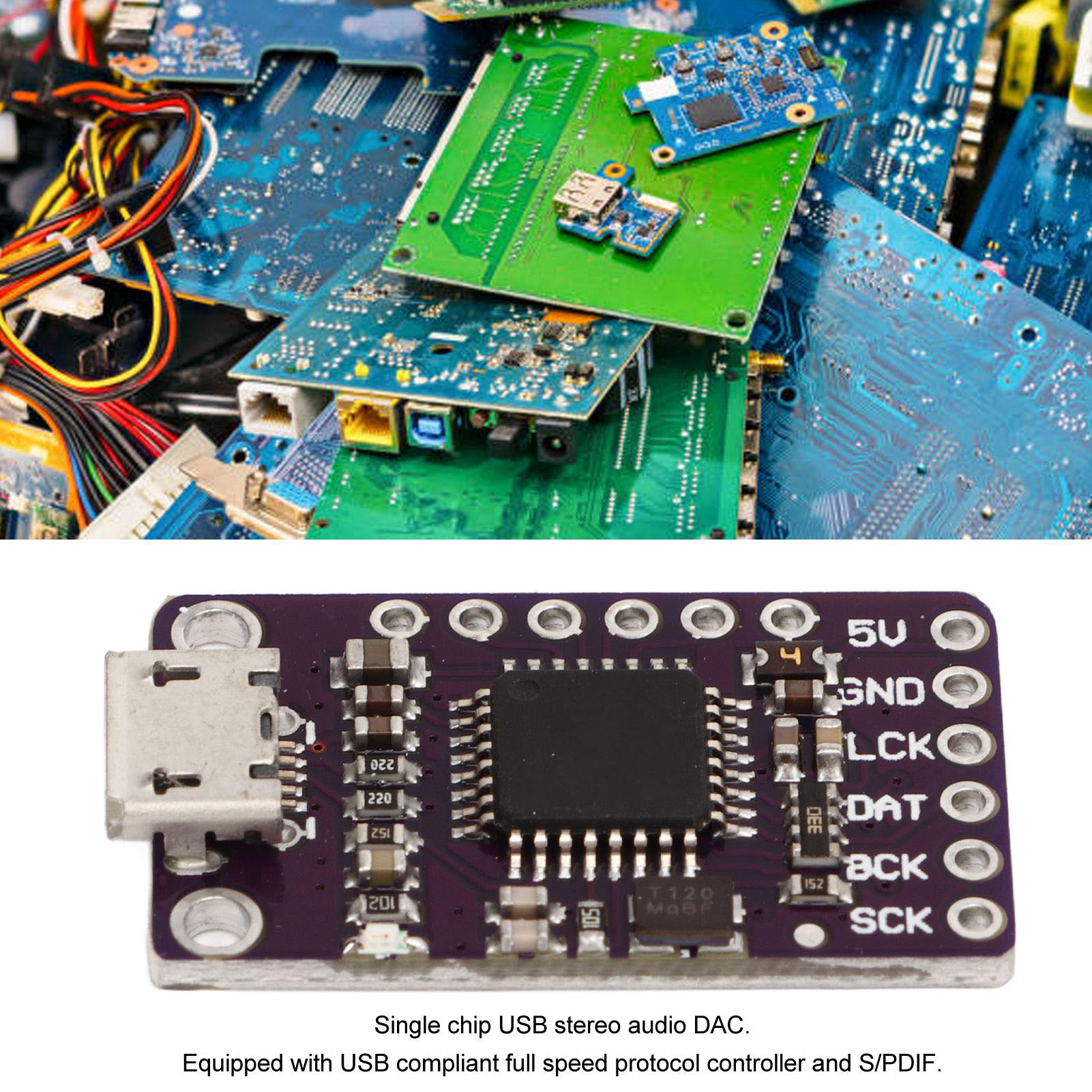 Stereo-audio-decoder-modul Pcm2706u2 Dac Usb Zu I2s Iis Für Kopfhörer-s/pdif-ausgang
