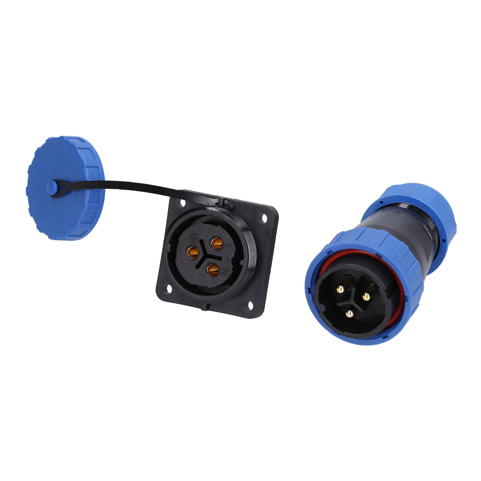 Wasserdichter Vierkantstecker Mit 4 Löchern, Ip68-schutzart, Luftfahrt-stromanschluss 250 V 45 A Für Kabel Und Leitungen, Lp283-pin