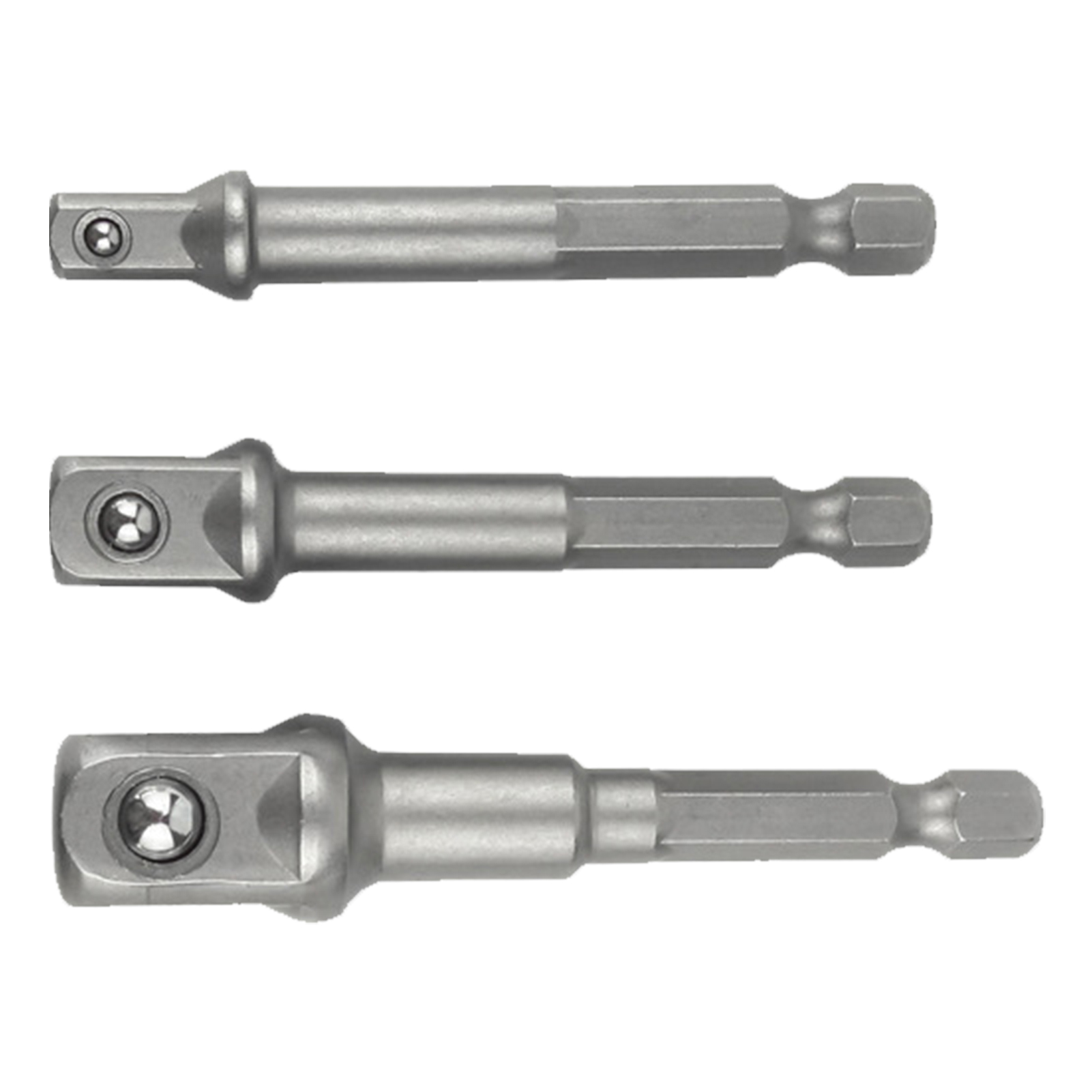 3-teiliges Steckschlüssel-adapter-set Mit Sechskantschaft, Vierkantkopf Und Verlängerung Für Elektroschrauber