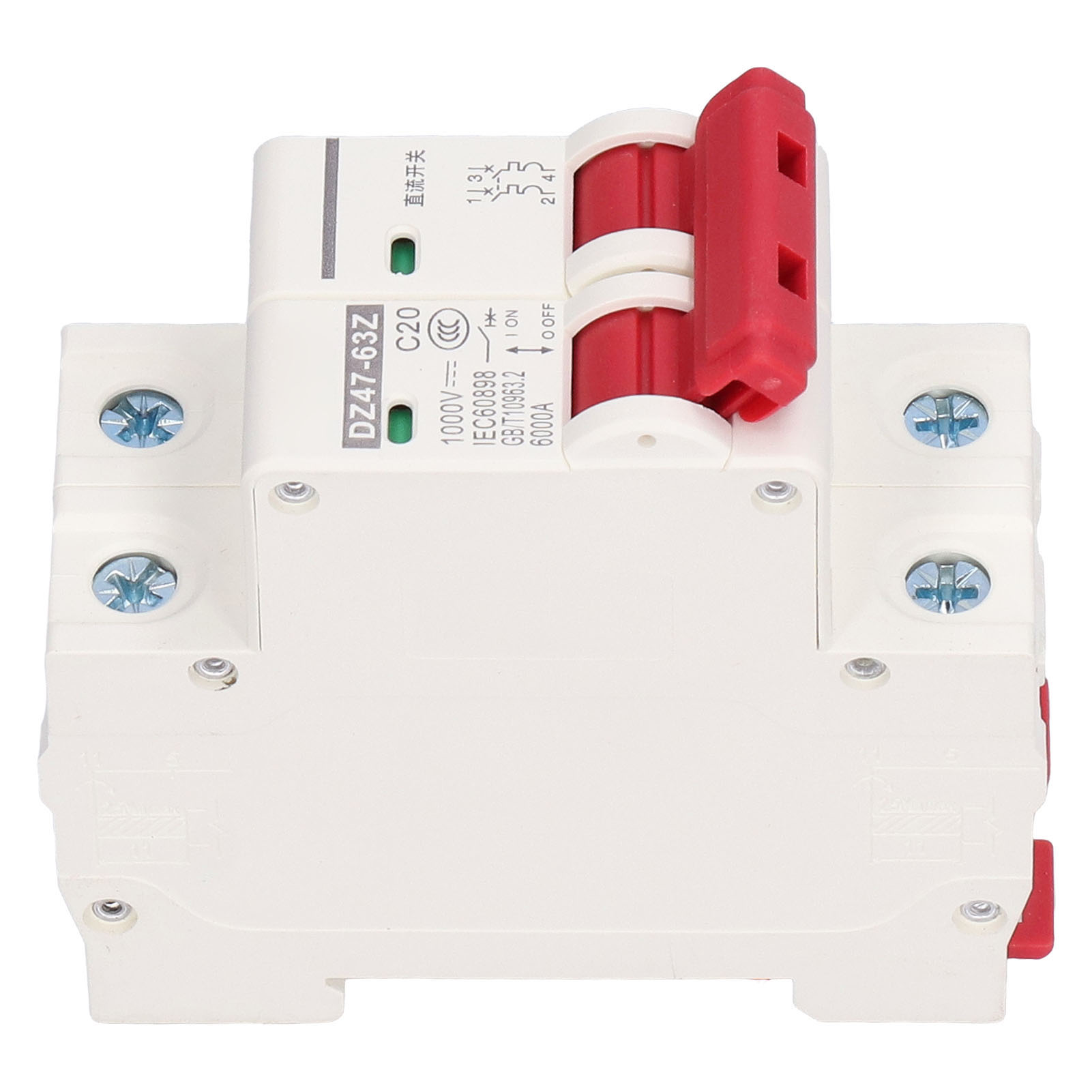 Dc-miniatur-leistungsschalter 2p Solar-pv-system-trennschalter Din-schienenmontage 1000v 20a Dz47‑63z C20