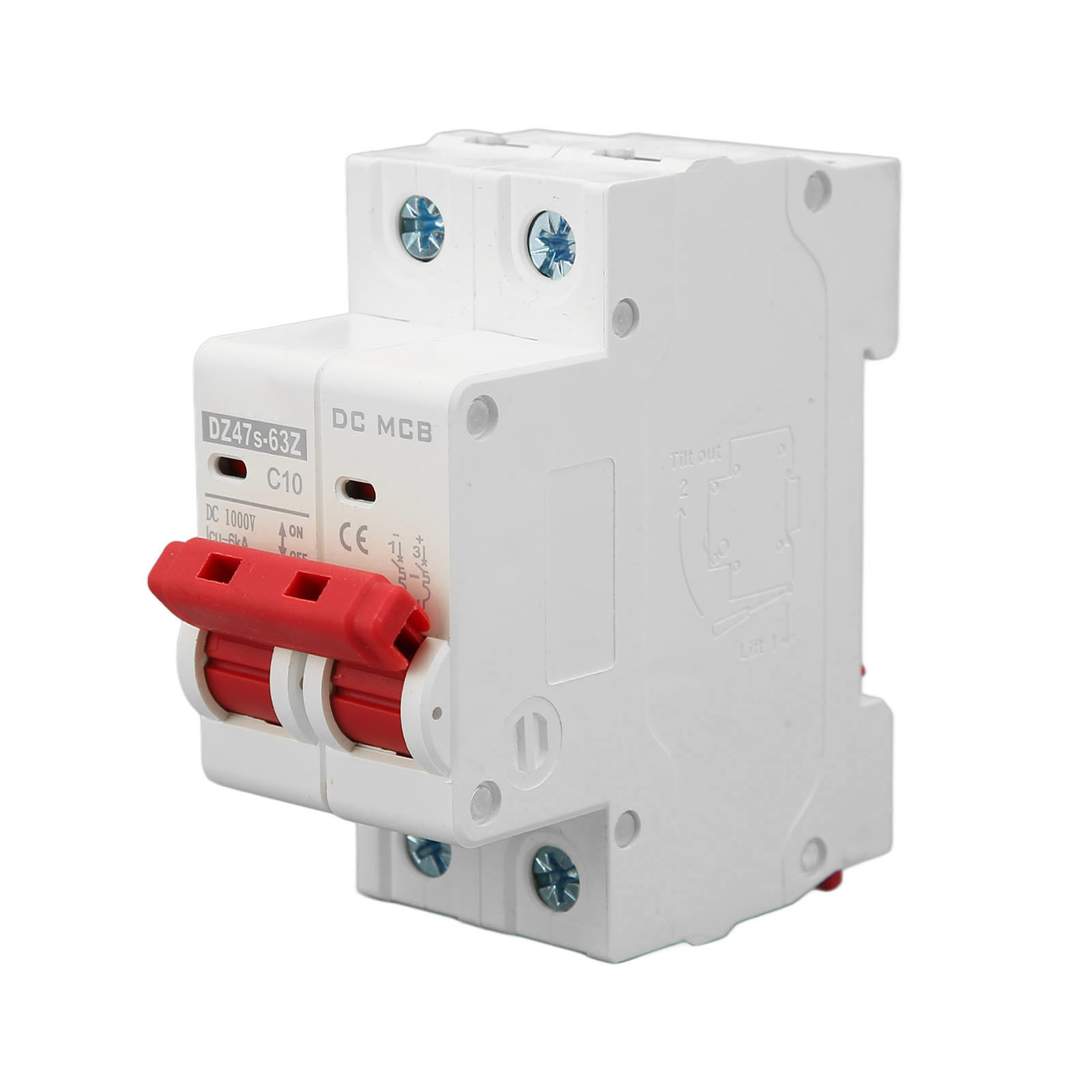 2-poliger Mini-leistungsschalter, 6000 A Abschaltvermögen, Für Kleine Photovoltaikanlagen, Dc 1000 V, 10 A
