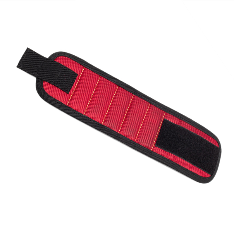 Magnetisches Armband Für Schrauben Und Werkzeuge, Starke Eisenaufnahme, Tragbar, Verstellbar, 5 Magnete, Rot
