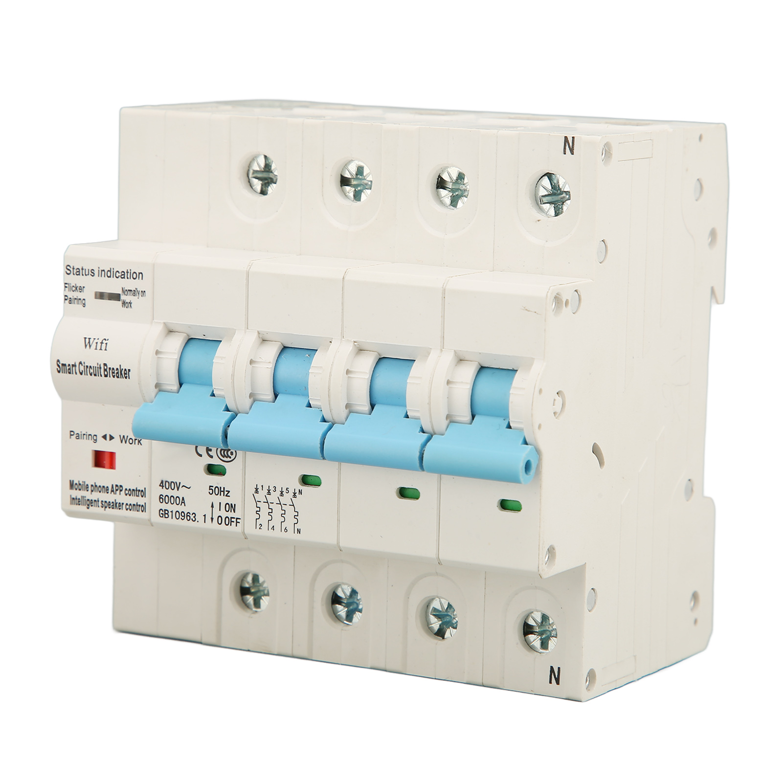 Wlan-leistungsschalter Mit Kabeldurchflussschutz Für Die Schienenmontage, 4-polig, Ac 400 V, 32 A, Für Wohnheime/apartments
