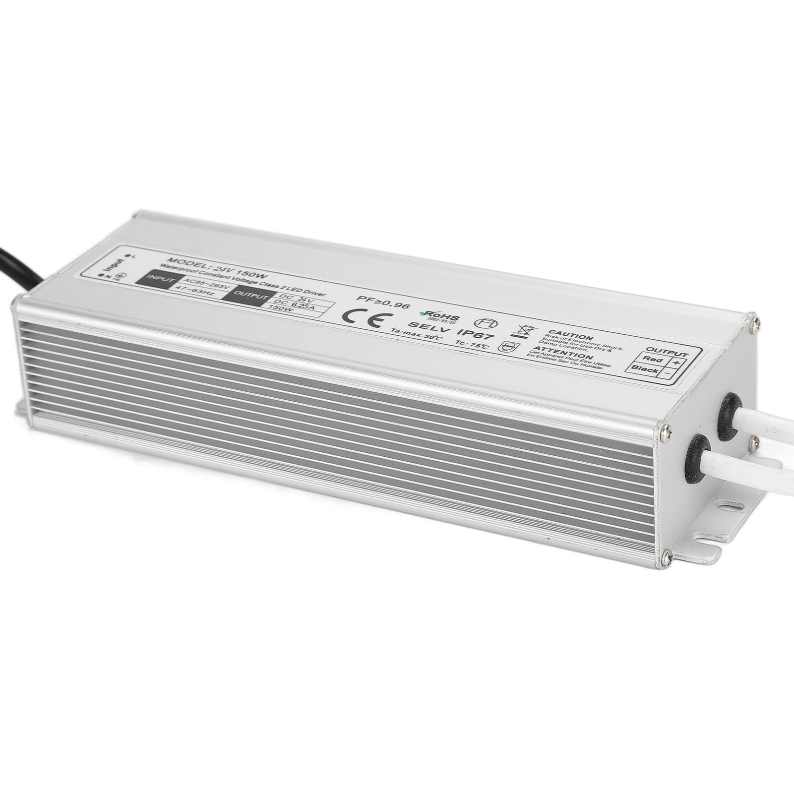 Wasserdichter Led-treiber Ip67 Konstantspannungs-netzteil-transformator-adapter 150 W Ac 85–265 V Eu-stecker 24 V 0–6,25 A Ausgang