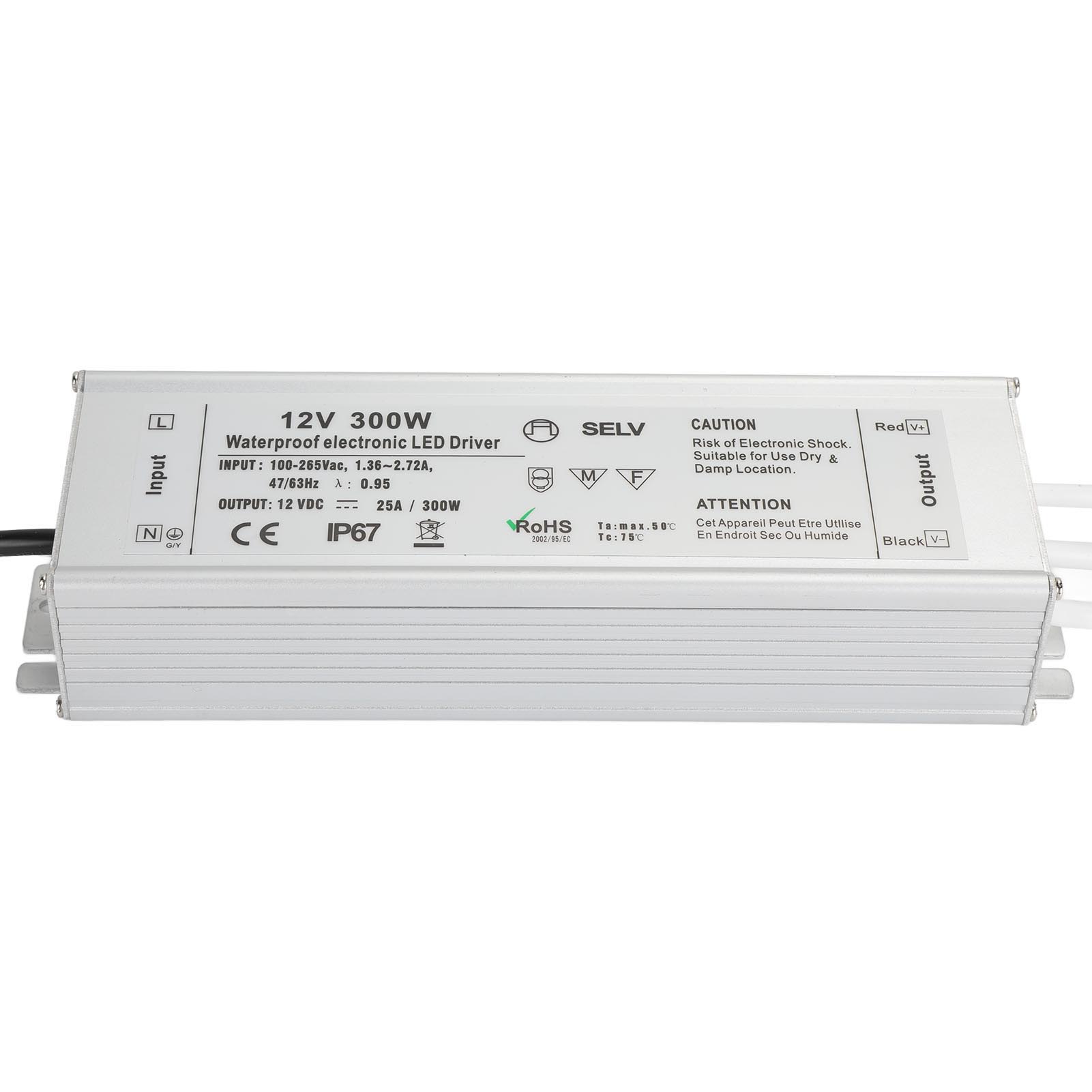 Wasserdichter Led-treiber Ip67 Konstantspannungs-netzteil-transformator-adapter 300 W Ac 100–265 V Eu-stecker 12 V 0–25 A Ausgang