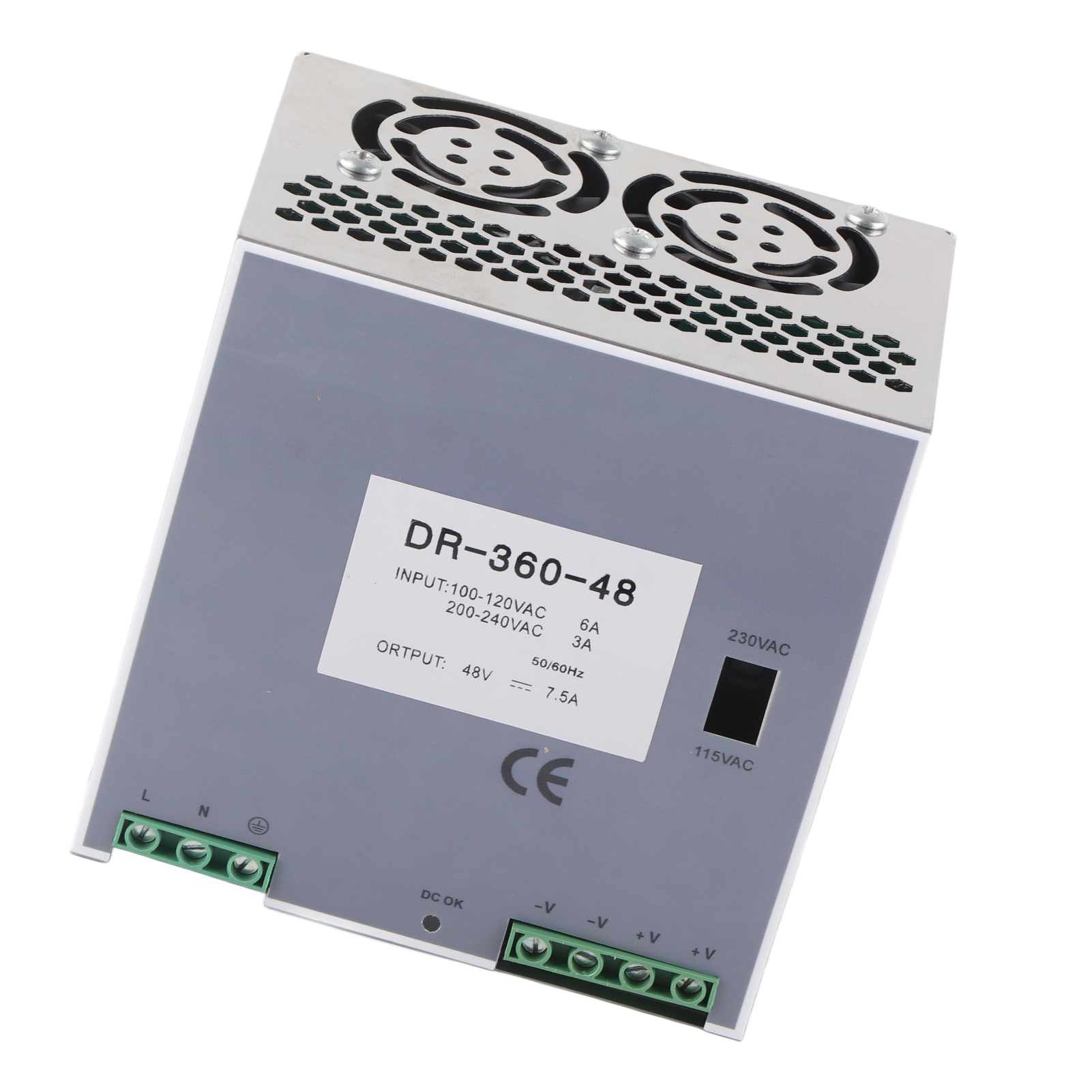 Ac/dc-netzteil 360 W, Eingangsspannung 100–120 V Ac, Eingangsspannung 200–240 V Ac, Schaltnetzteil, Din-schienenmontage, Ausgang 24 V