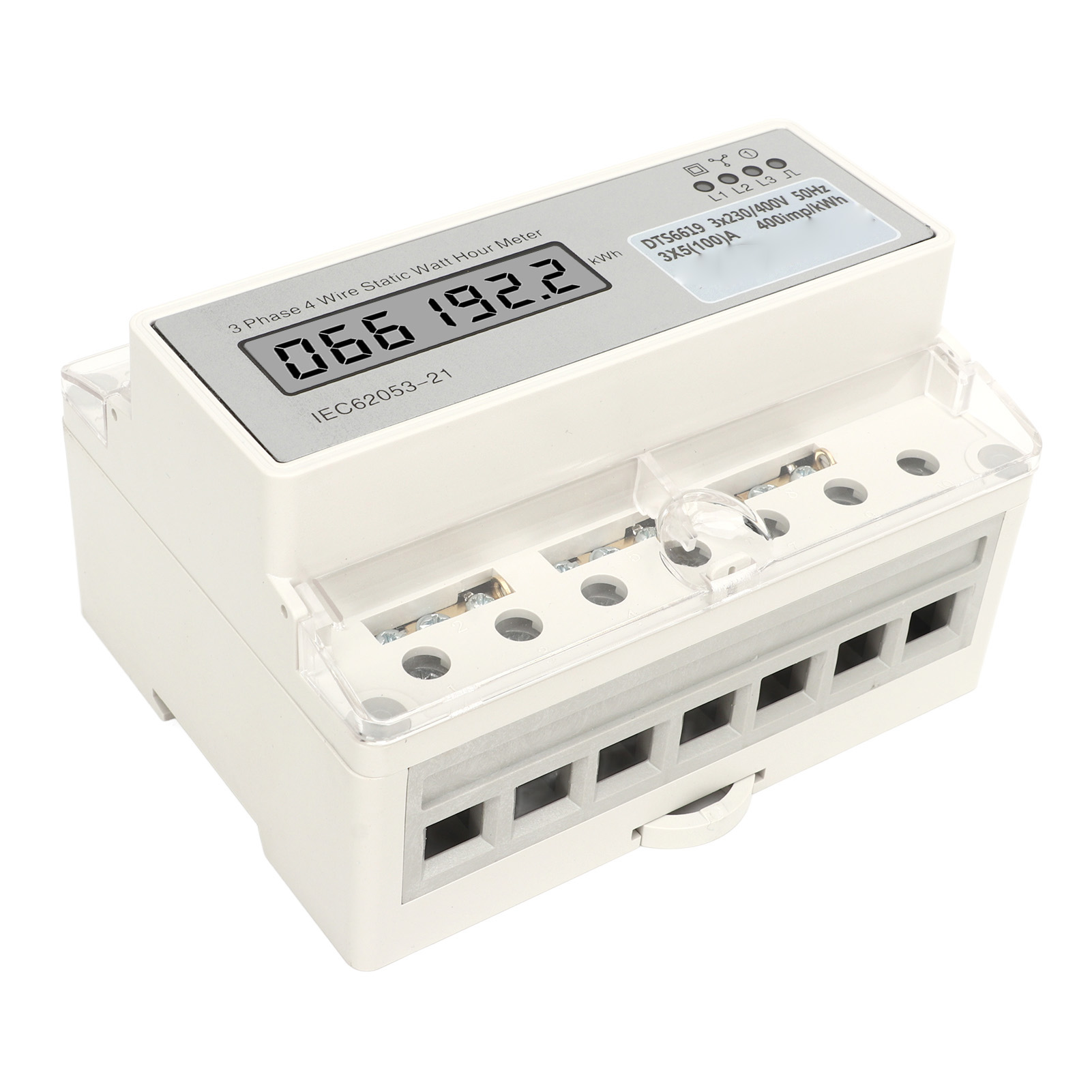 Elektrischer 3-phasen-4-leiter-energiezähler Mit Führungsschiene, Lcd-anzeige, 7-polig, Ac 230 V – 400 V