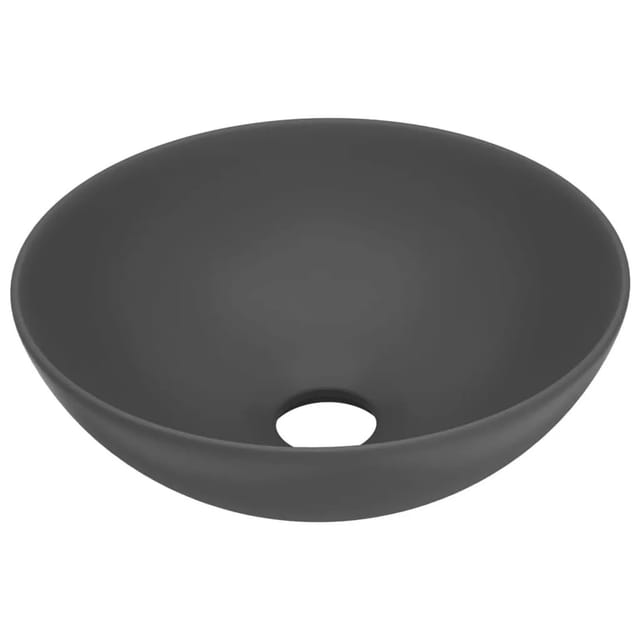 vidaXL Waschbecken Keramik Dunkelgrau Rund 146983