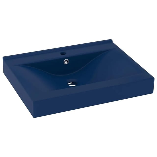 vidaXL Luxus-Waschbecken mit Hahnloch Matt-Dunkelblau 60x46 cm Keramik 147023