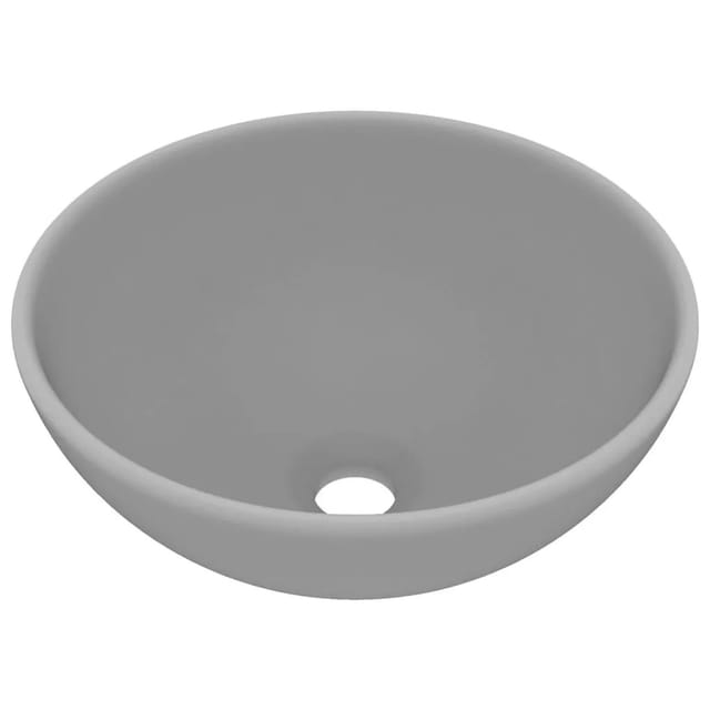 vidaXL Luxus-Waschbecken Rund Matt Hellgrau 32,5x14 cm Keramik 146971
