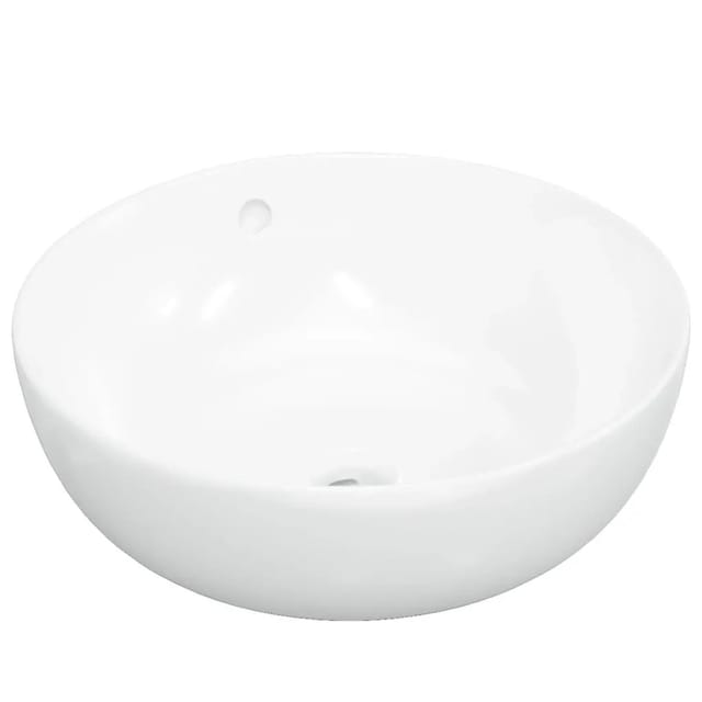 vidaXL Waschbecken Weiß 44x17 cm Keramik Rund 153342