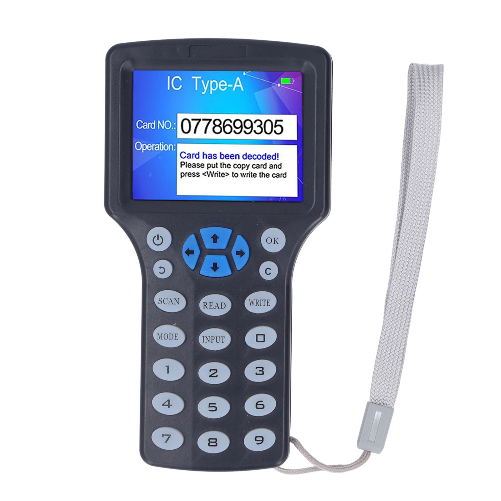 Schwarzer Nfc-rfid-kartenleser Mit Uid-schlüsselanhänger, Hd-2,8-zoll-vollfarbbildschirm, Kartenkopierer/schreiber/duplikator