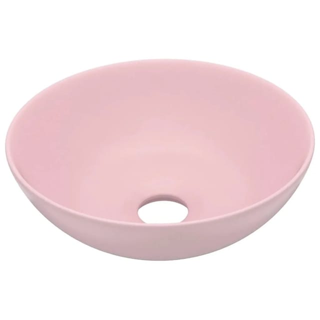 vidaXL Waschbecken Keramik Mattrosa Rund 146977