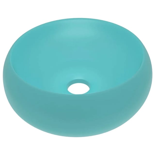 vidaXL Luxuriöses Waschbecken Rund Matt Hellgrün 40x15 cm Keramik 147002