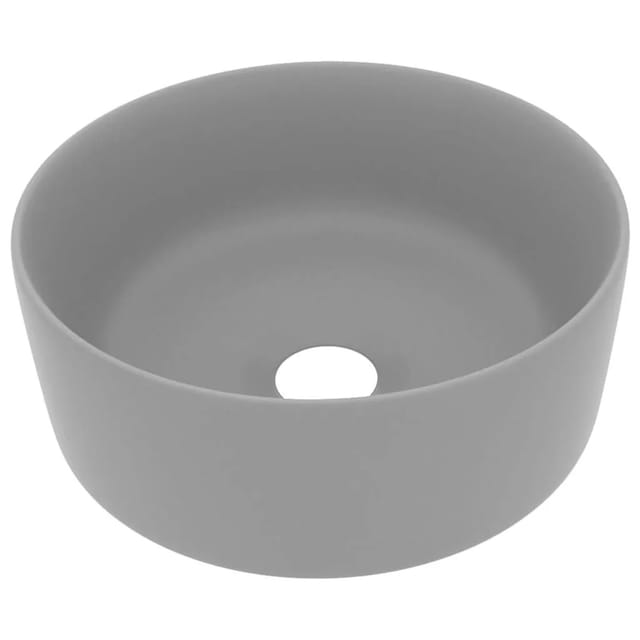 vidaXL Luxuriöses Waschbecken Rund Matt Hellgrau 40x15 cm Keramik 147015