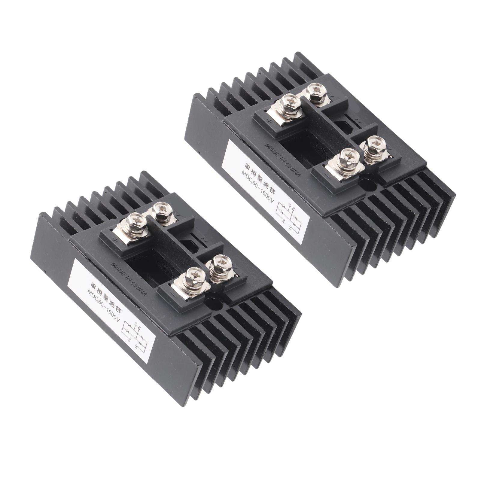 2 Stück Brückengleichrichter Mdq60a 1600v, Isoliert, Montagesockel, Stromdiodenmodul Mit Kühlkörper