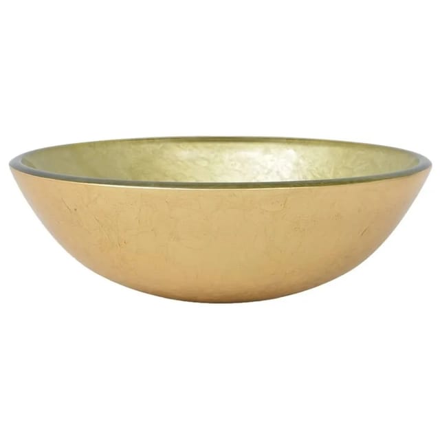 vidaXL Waschbecken Hartglas 42 cm Gold 142233
