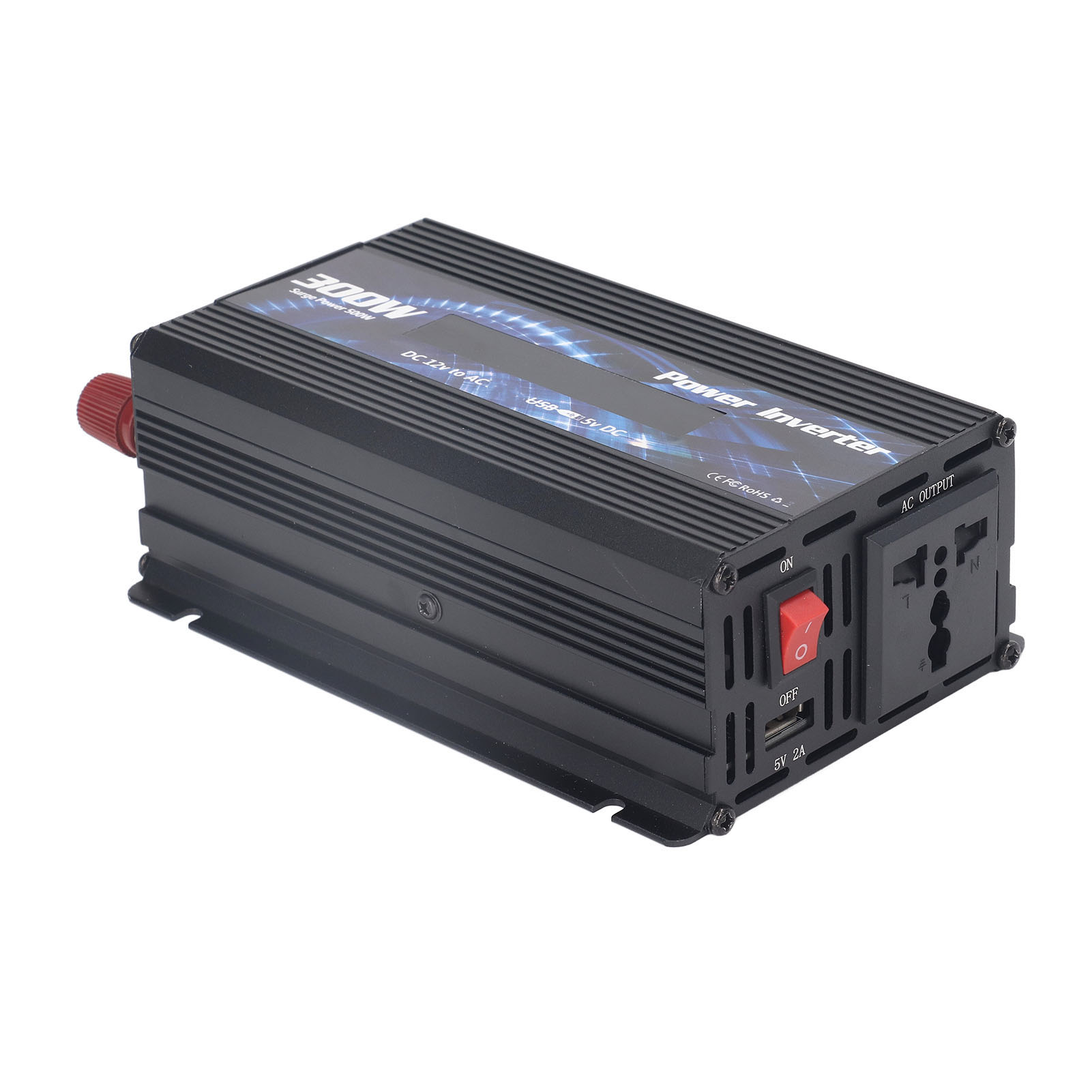 Kfz-wechselrichter Mit Modifizierter Sinuswelle, 2,0-a-usb-anschluss, Lüfter, Lcd-display, 300 W, 12 V Dc Auf 110 V Ac, Schwarz