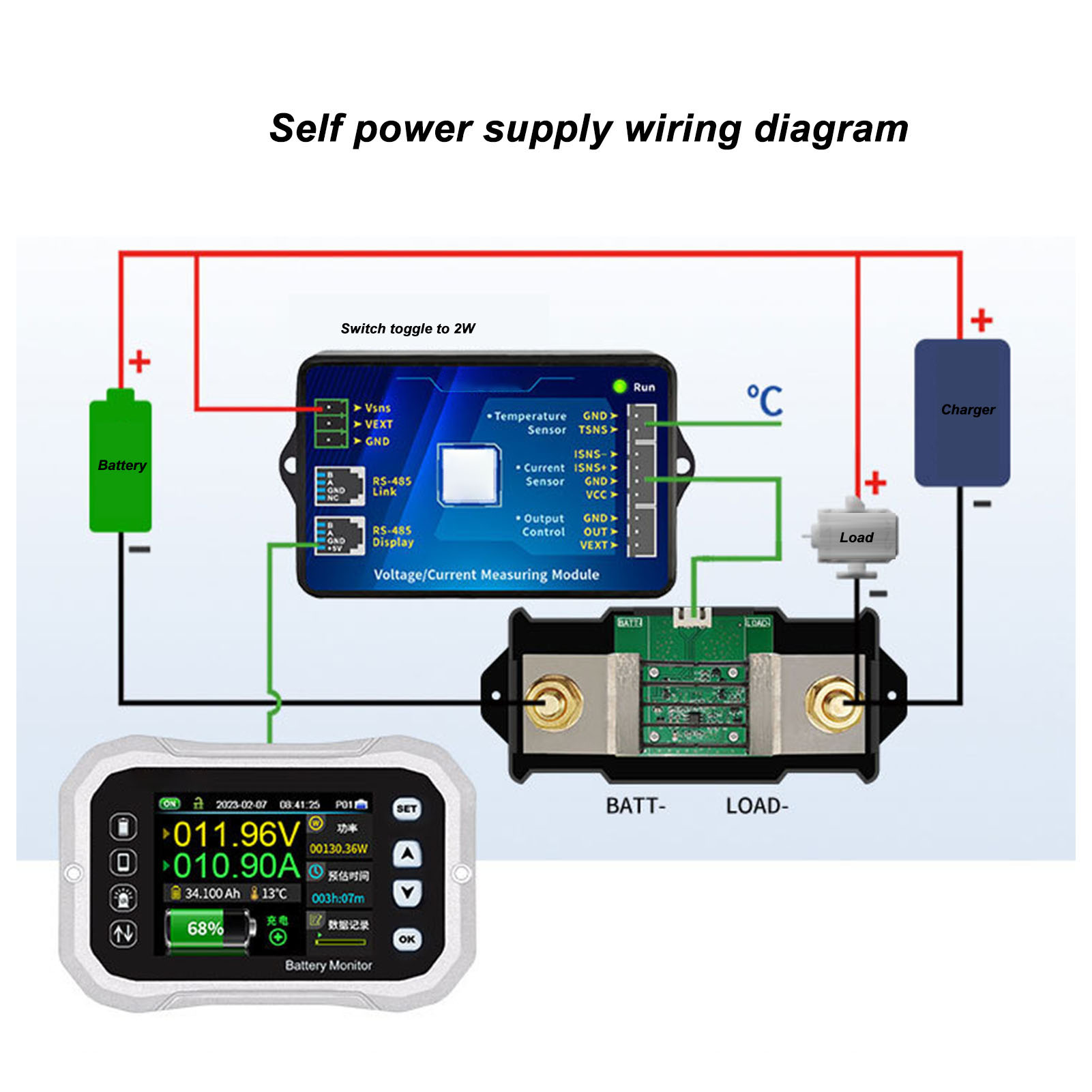 Intelligenter Batteriemonitor Mit Shunt-voltmeter Für Wohnmobile, Programmierbarer Alarm Bei Hoher Und Niedriger Spannung, 400 A, 0 V–120 V