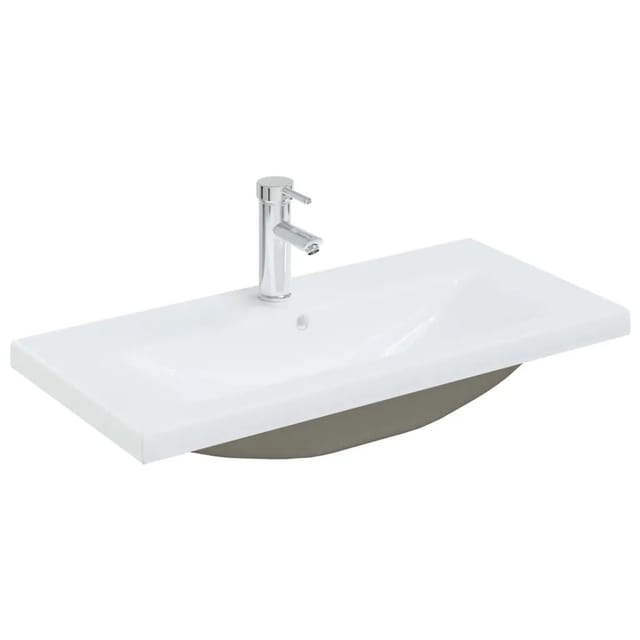vidaXL Einbauwaschbecken mit Wasserhahn 81x39x18 cm Keramik Weiß 148625
