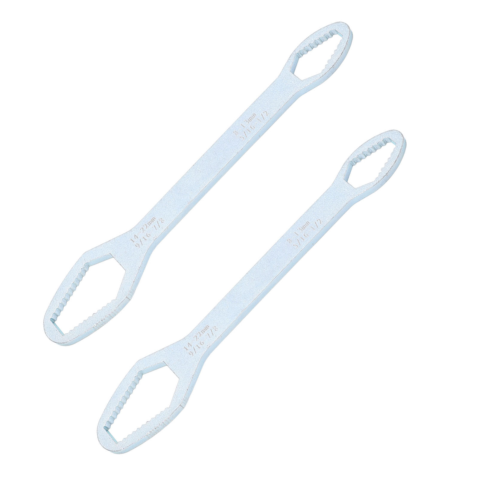 2-teiliges Schraubenschlüssel-set (8–22 Mm), Doppelseitig, Selbstsichernd, Multifunktional, Für Reparaturen, Silbergalvanisiert