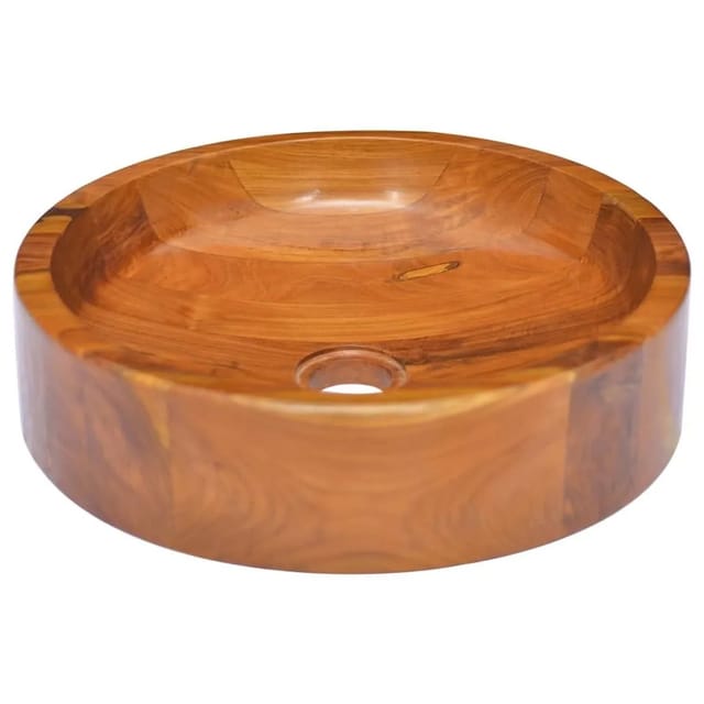 vidaXL Waschbecken Massivholz Teak Φ40x10 cm 326159