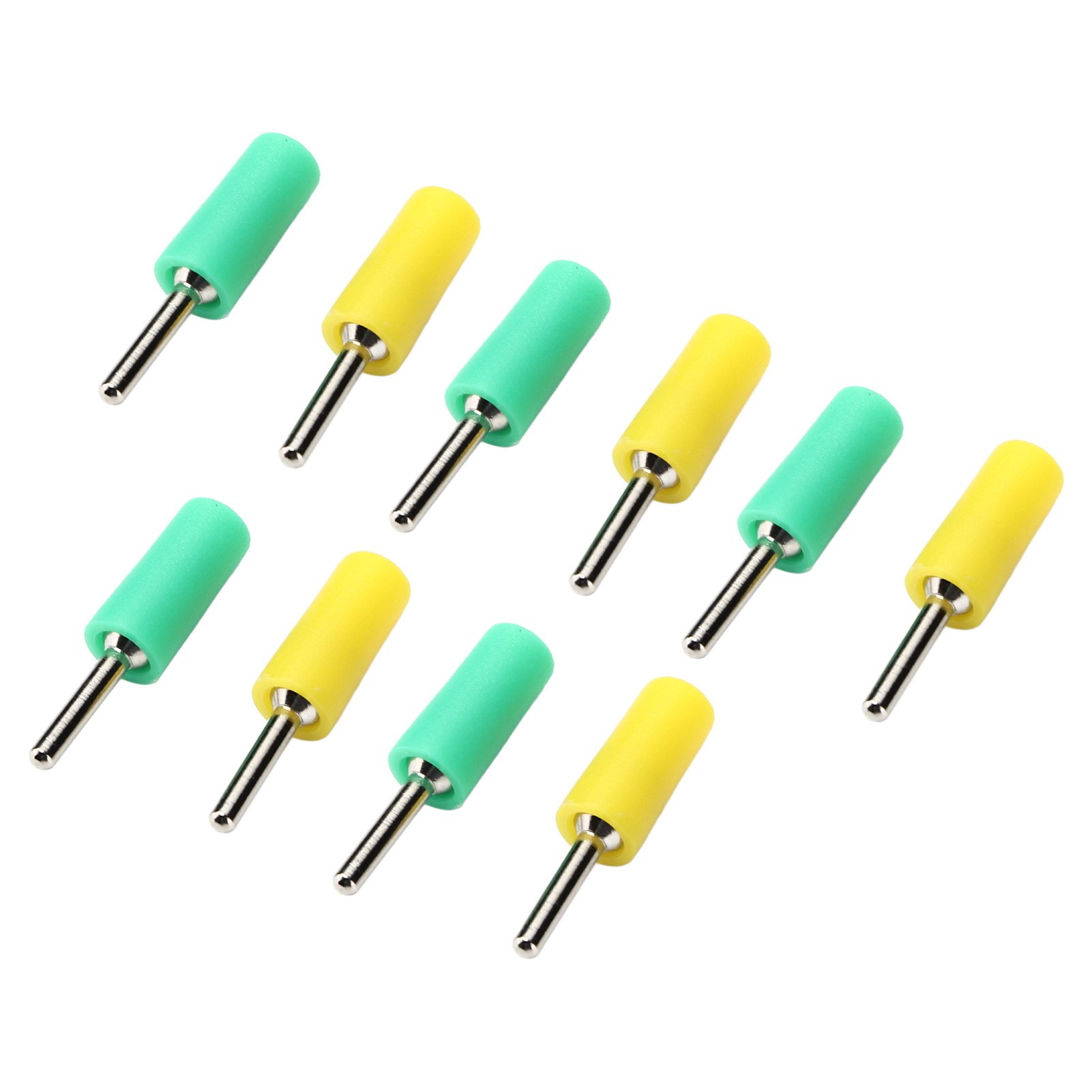 5er-set Bananenstecker, Vernickelte Messingstifte, Gerade, Für Innenfeder-panelbuchse J.10001, 2 Mm (gelbgrün)