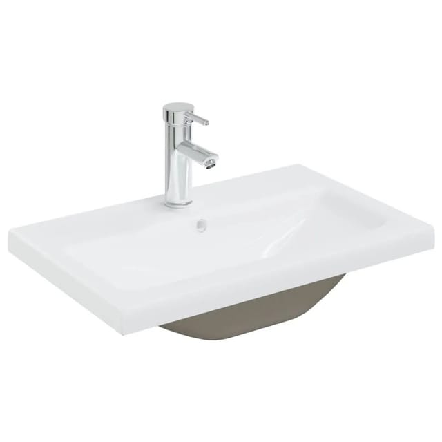 vidaXL Einbauwaschbecken mit Wasserhahn 61x39x18 cm Keramik Weiß 148624