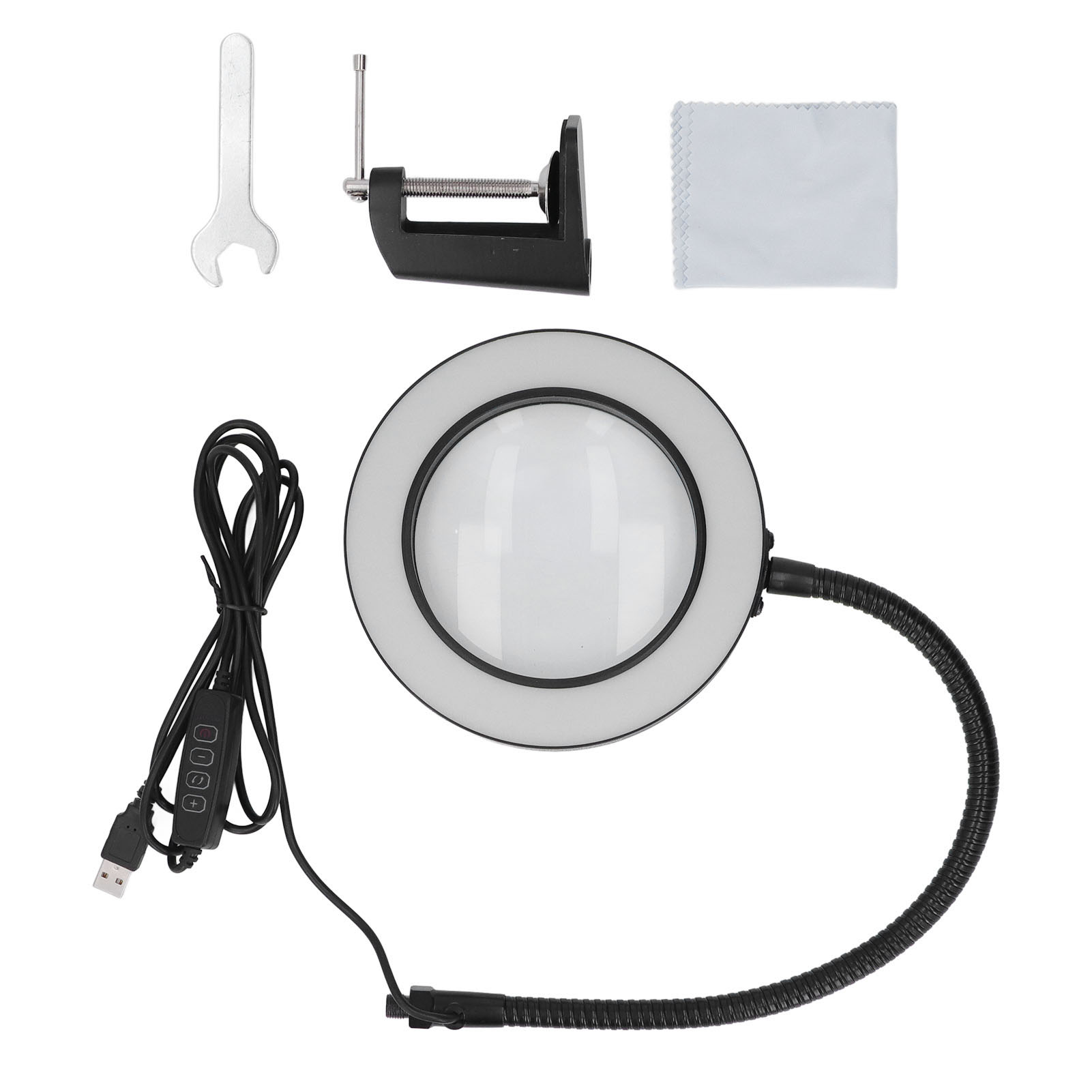 Led-lupenlampe Mit Verstellbarem, Flexiblem Arm, 5-facher Vergrößerung, Glaslinse, Schreibtischlampe Zum Schweißen Und Lesen