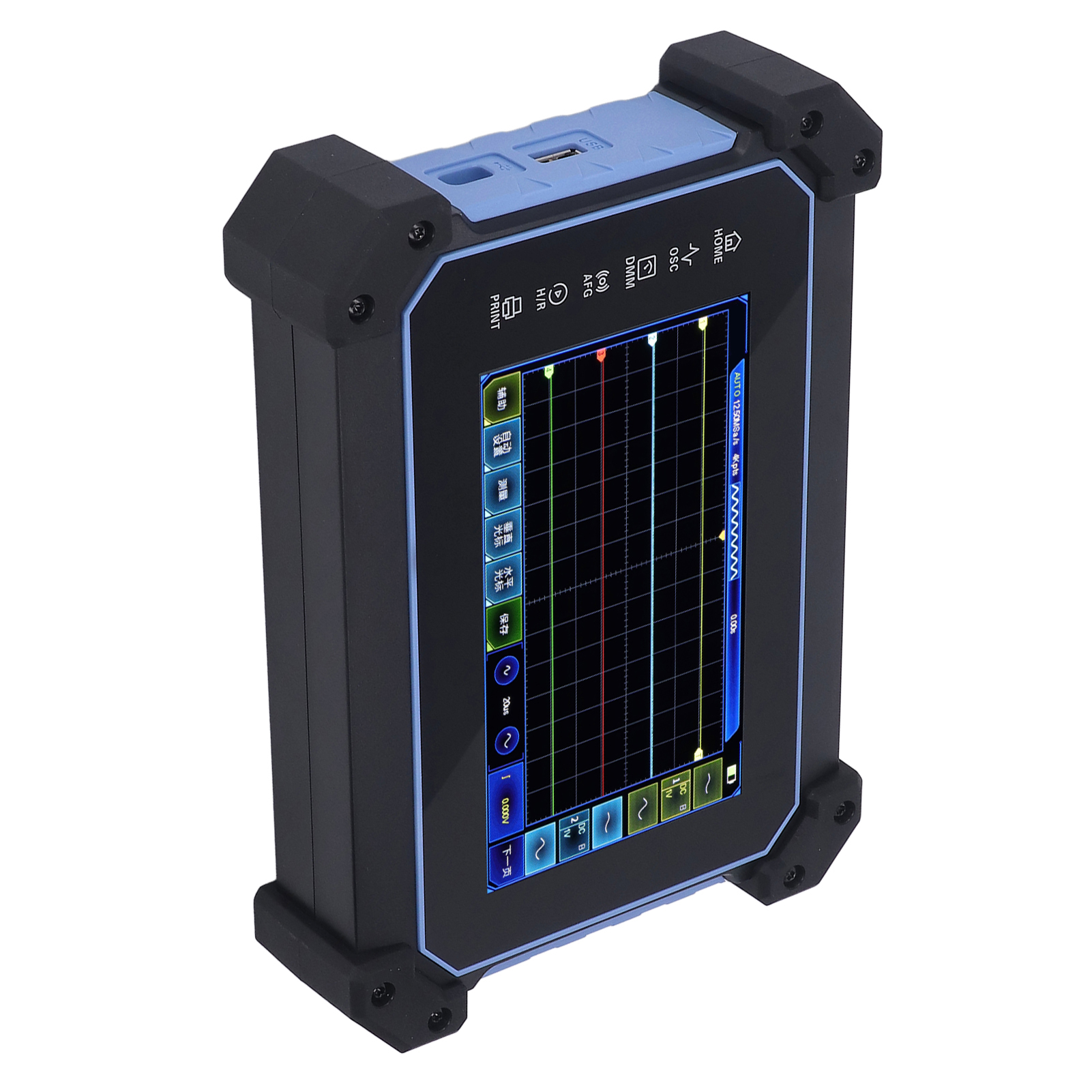 Hantek Digitales Tablet-oszilloskop Mit Touchscreen, 4 Kanäle, 200 Mhz, 1 Gsa/s, Handoszilloskop, 100–240 V Wechselstrom, Eu-stecker