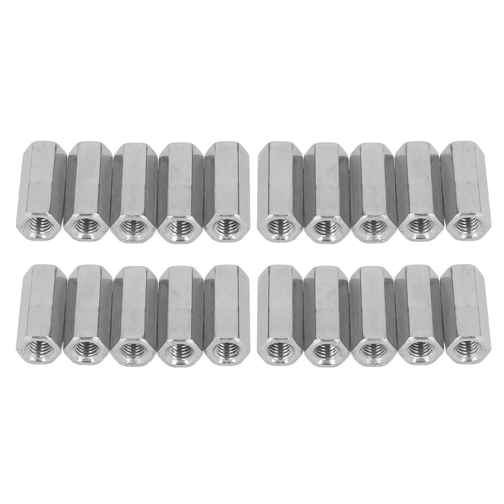 20 Stück Sechskant-kupplungsmuttern M6x1 L25mm Edelstahl-gewindestangenverbinder Für Bolzen, Gewindebolzen Und Mechanische Schrauben