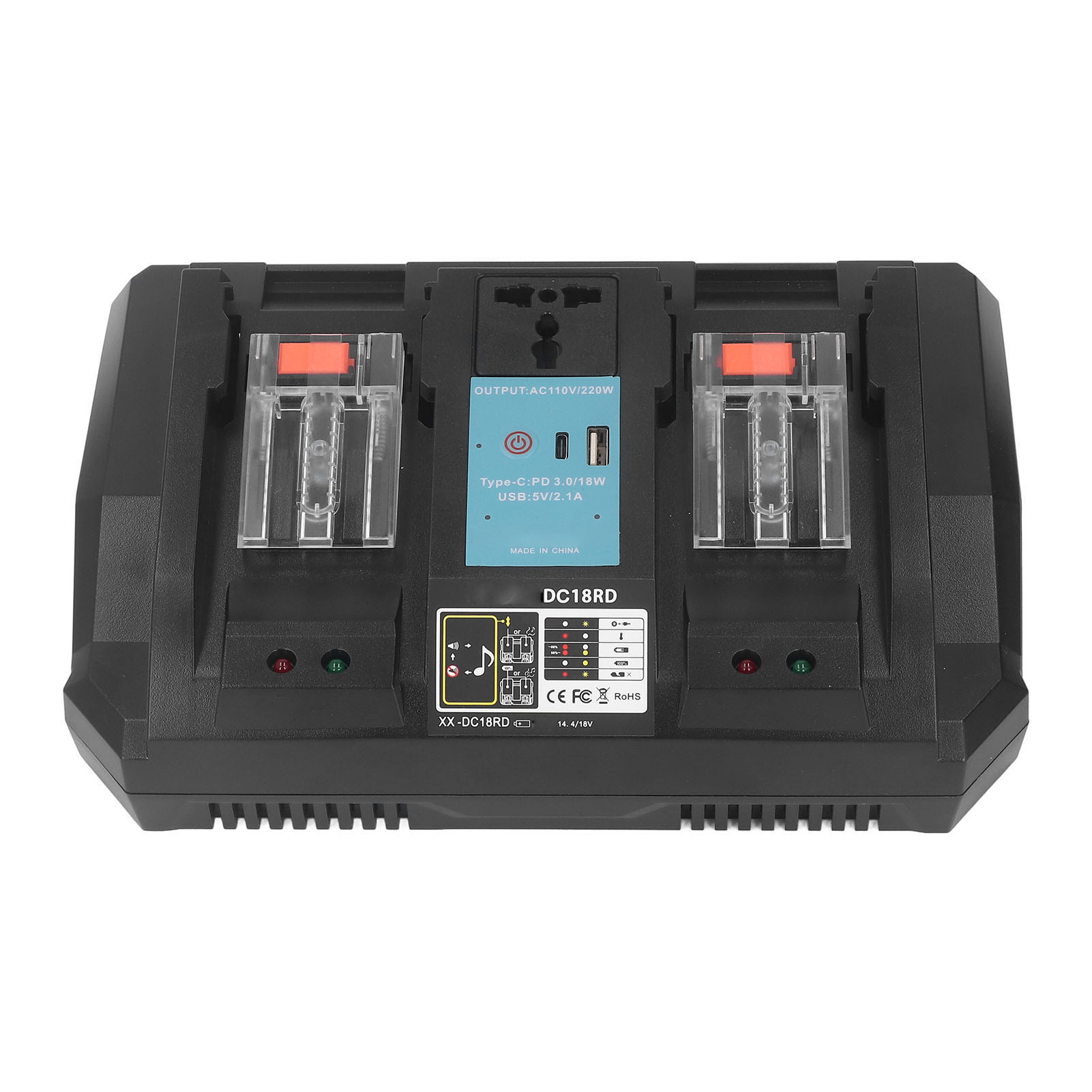14,4-v-/18-v-lithium-akkuladegerät Mit Wechselrichter, Typ C, Led-anzeige, Doppelladegerät Für Bl1840b, Eu-stecker, 100–240 V