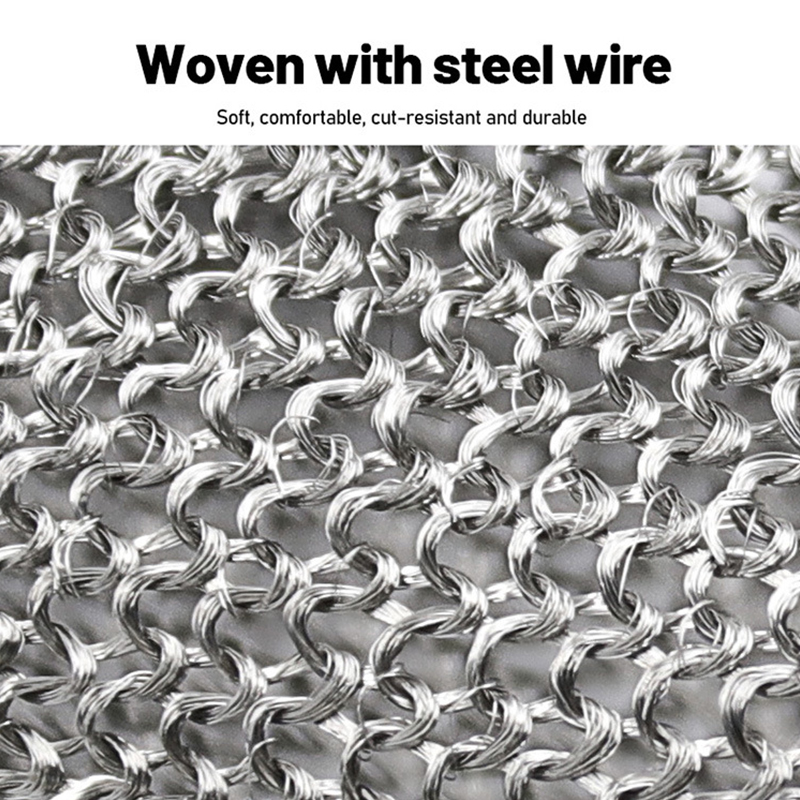 Schnittfester Edelstahlhandschuh Aus Metallgewebe Für Fleischverarbeitung Mit Der Kettensäge, Silbergrau, Größe M (23,5 Cm)