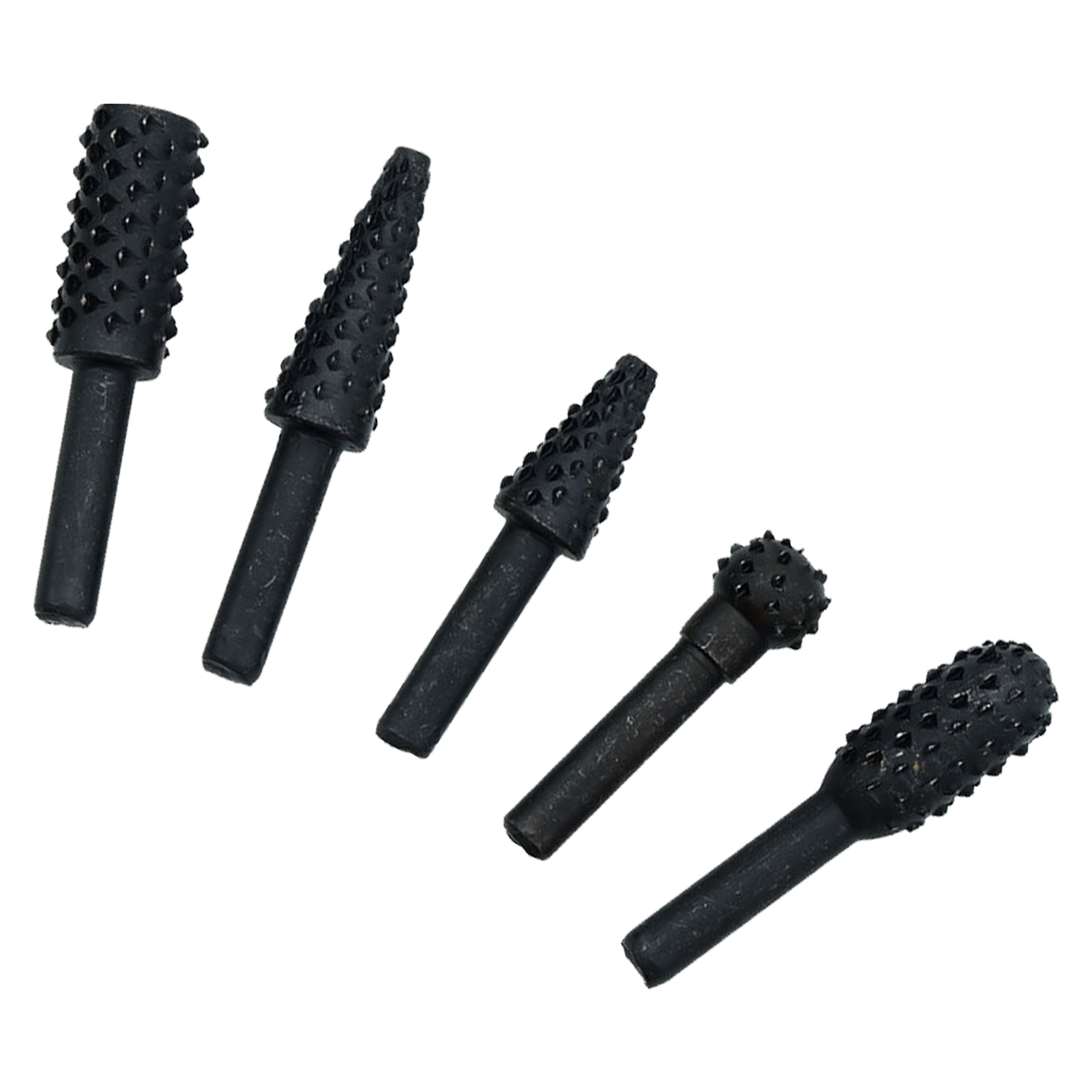 5-teiliges Set Rotationsfeilen Aus Hochkohlenstoffhaltigem Stahl Mit 1/4-zoll-schaft Für Die Holzbearbeitung, Schwarz