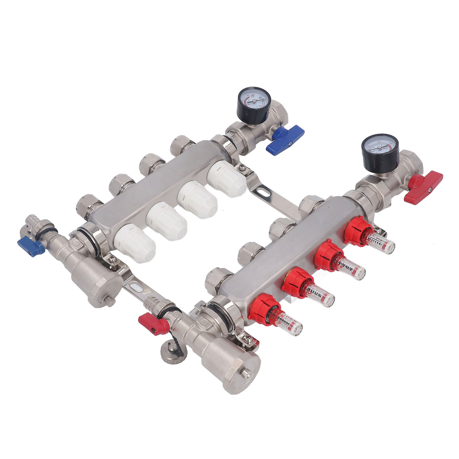 Fußbodenheizungsverteiler 4-schleifen G1 304 Edelstahl-heizverteiler-set Mit Sichtbarem, Einstellbarem Durchflussmesser