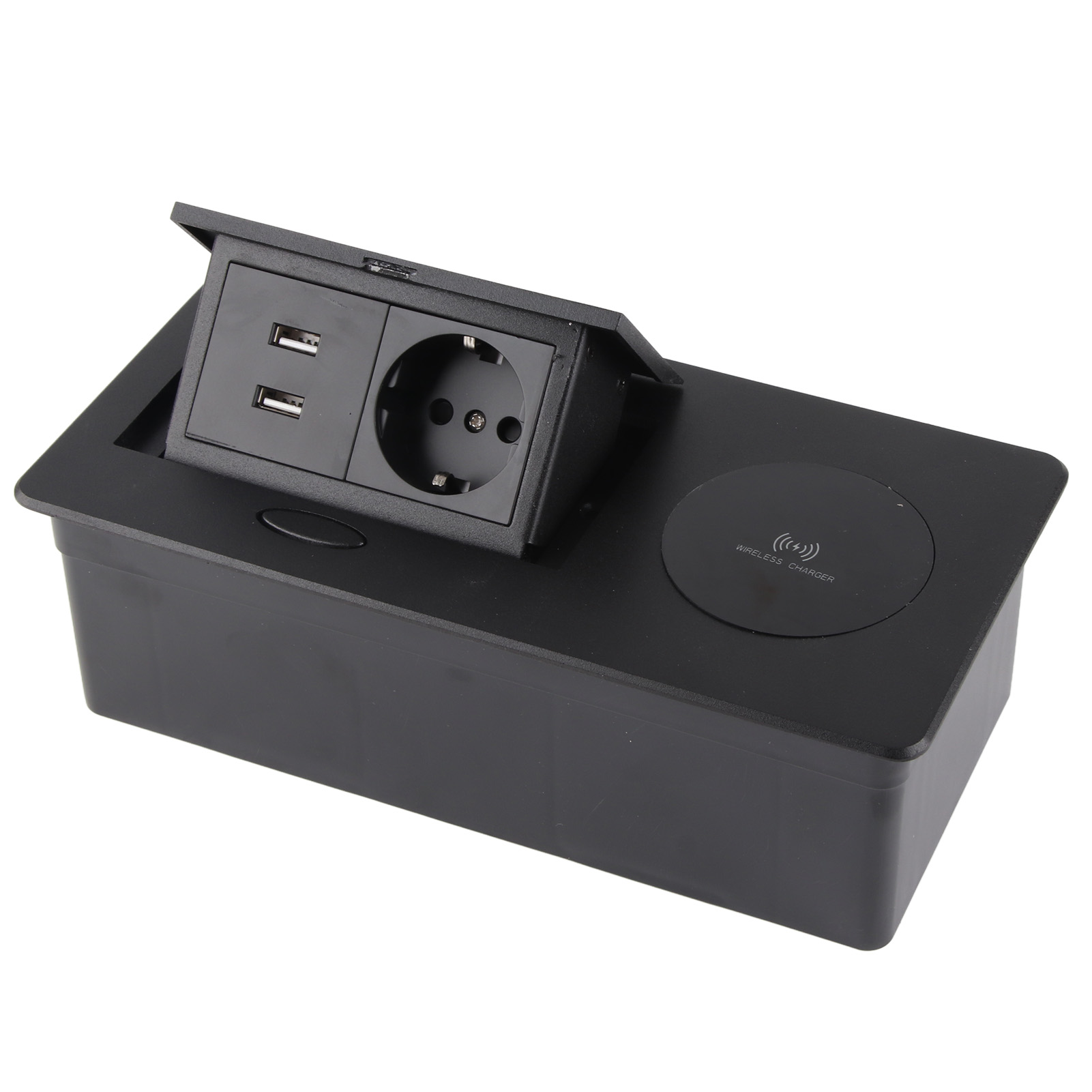 Kabellose Steckdosenleiste Mit Verdeckter Versenkung, Tischanschlussdose, Eu-stecker, 2 Usb-ladeanschlüsse, 250 V Ac