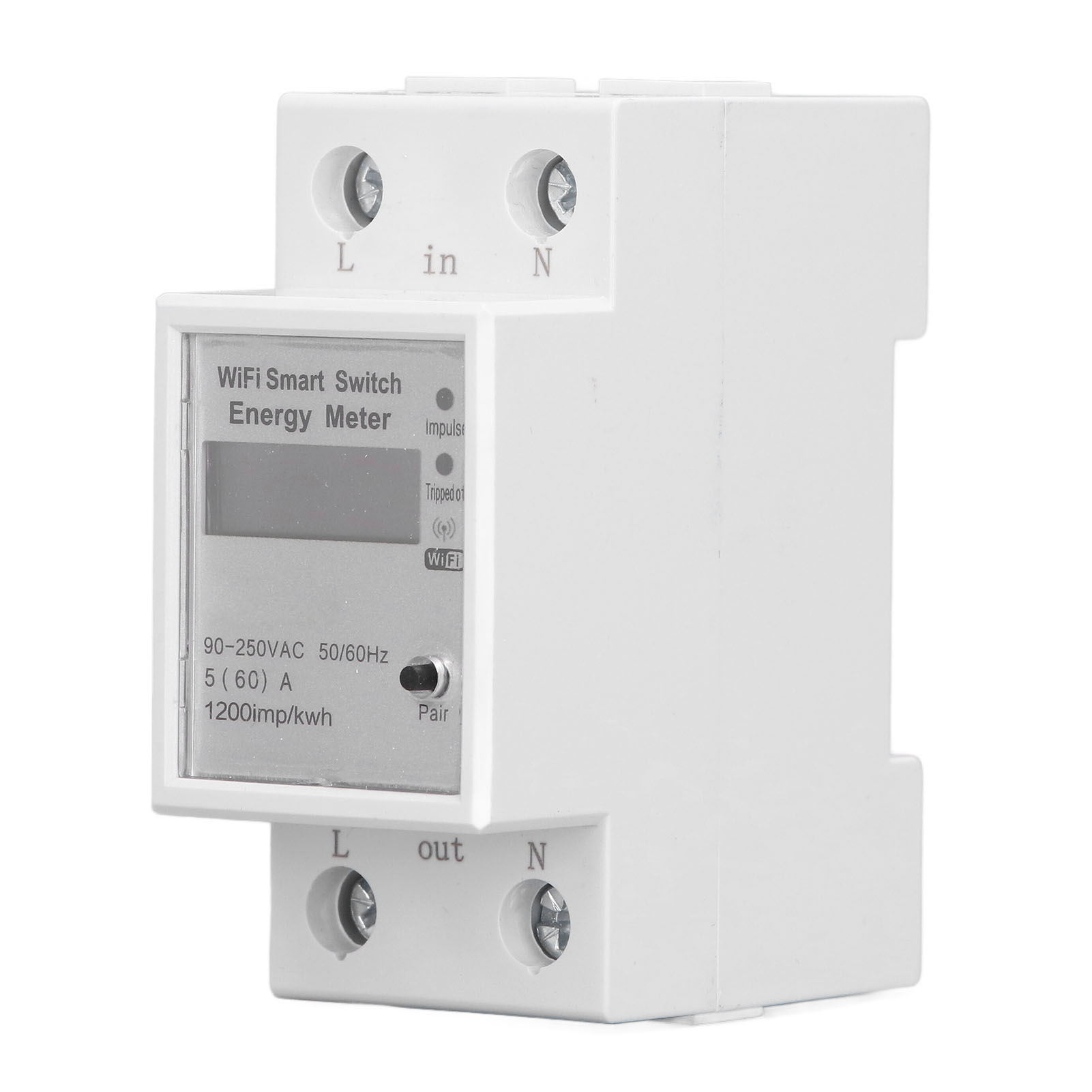 Wlan-energiezähler Mit Schutzschalter, Mobiler App Und Sprachsteuerung, Einphasiger Din-schienen-smart-stromzählerschalter (90–250 V)