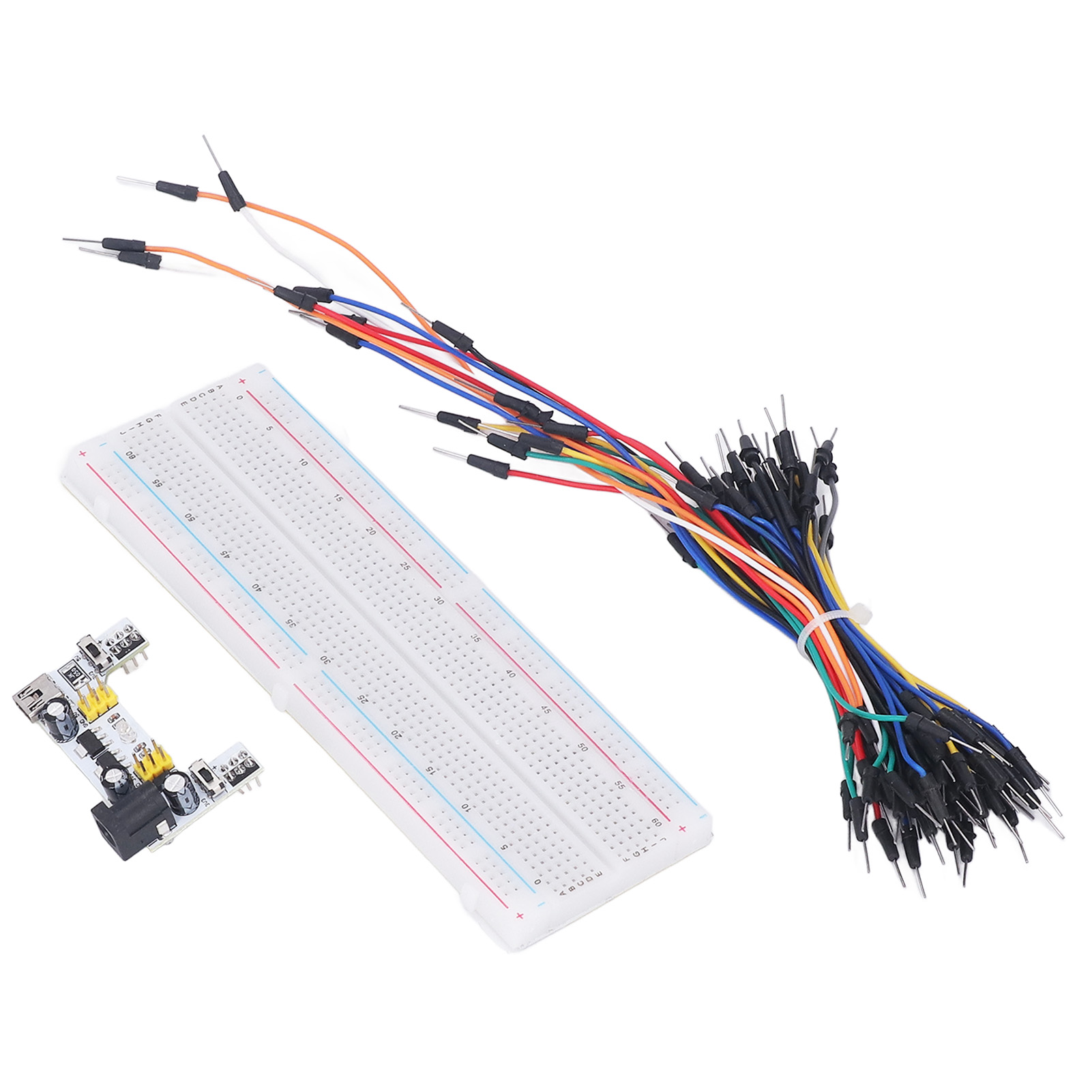 Steckbrett-set Electric 830 Mit Verbindungspunkten Für Einsteiger, Inklusive Netzteil Und Jumperkabeln (12 V, Weiß)